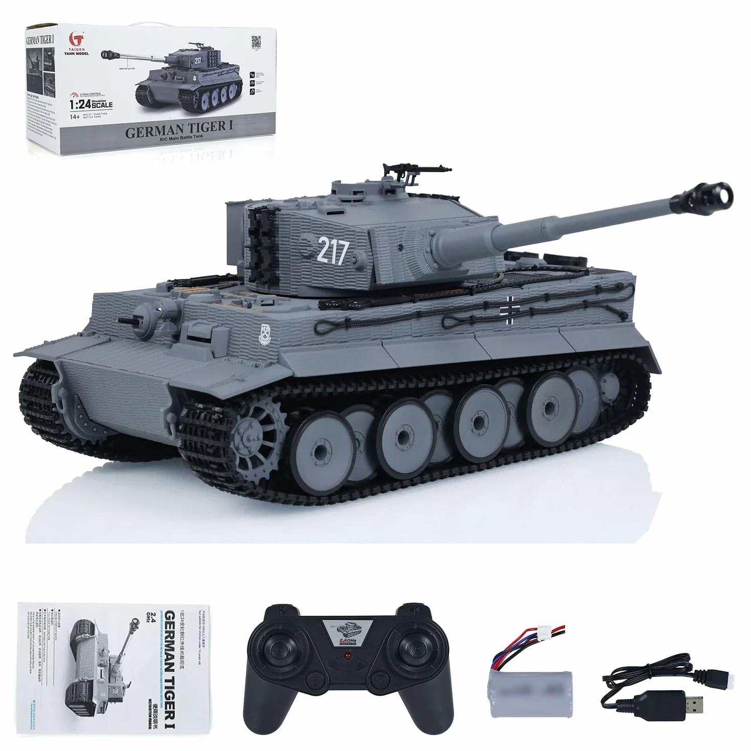 Taigen 1/24 RC czołg bojowy Tiger I zdalnie sterowany czołg wojskowy na podczerwień
