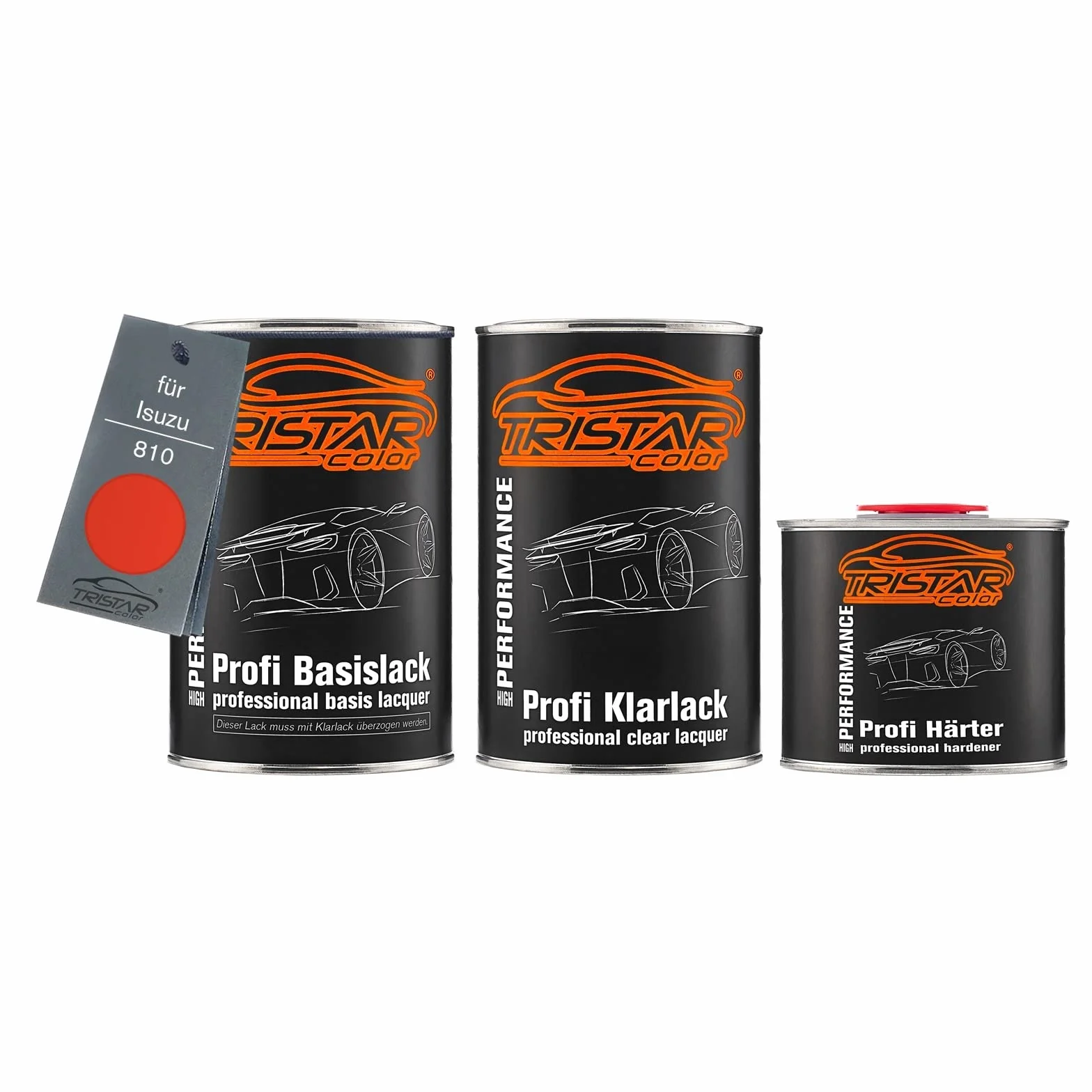 TRISTARcolor Lakier samochodowy Zestaw puszka gotowa do natrysku dla Isuzu 810 Red Orange lakier bazowy + 2K lakier bezbarwny 2,5L