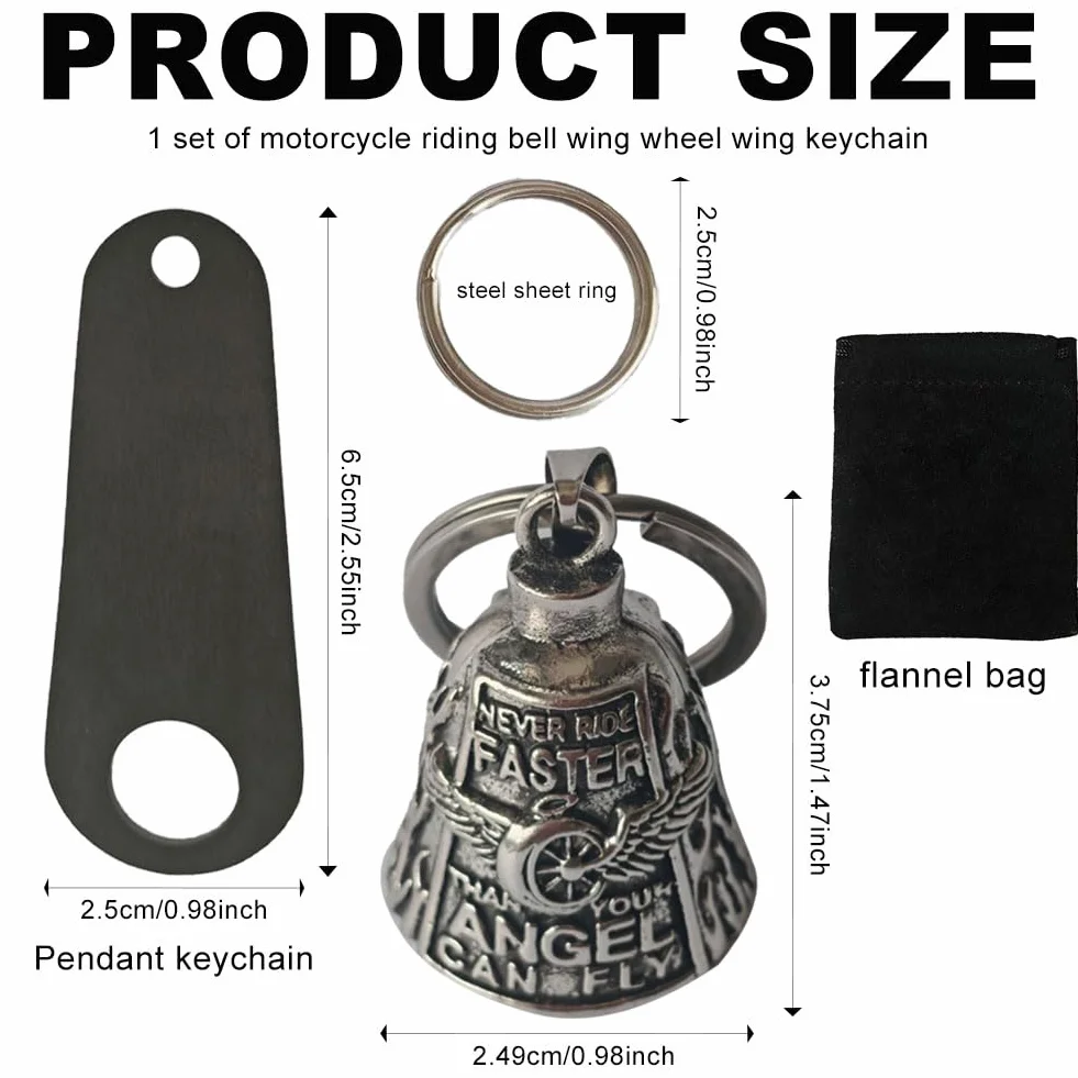 Dzwonek motocyklowy Guardian Bell z brelokiem, stal nierdzewna, talizman ochronny