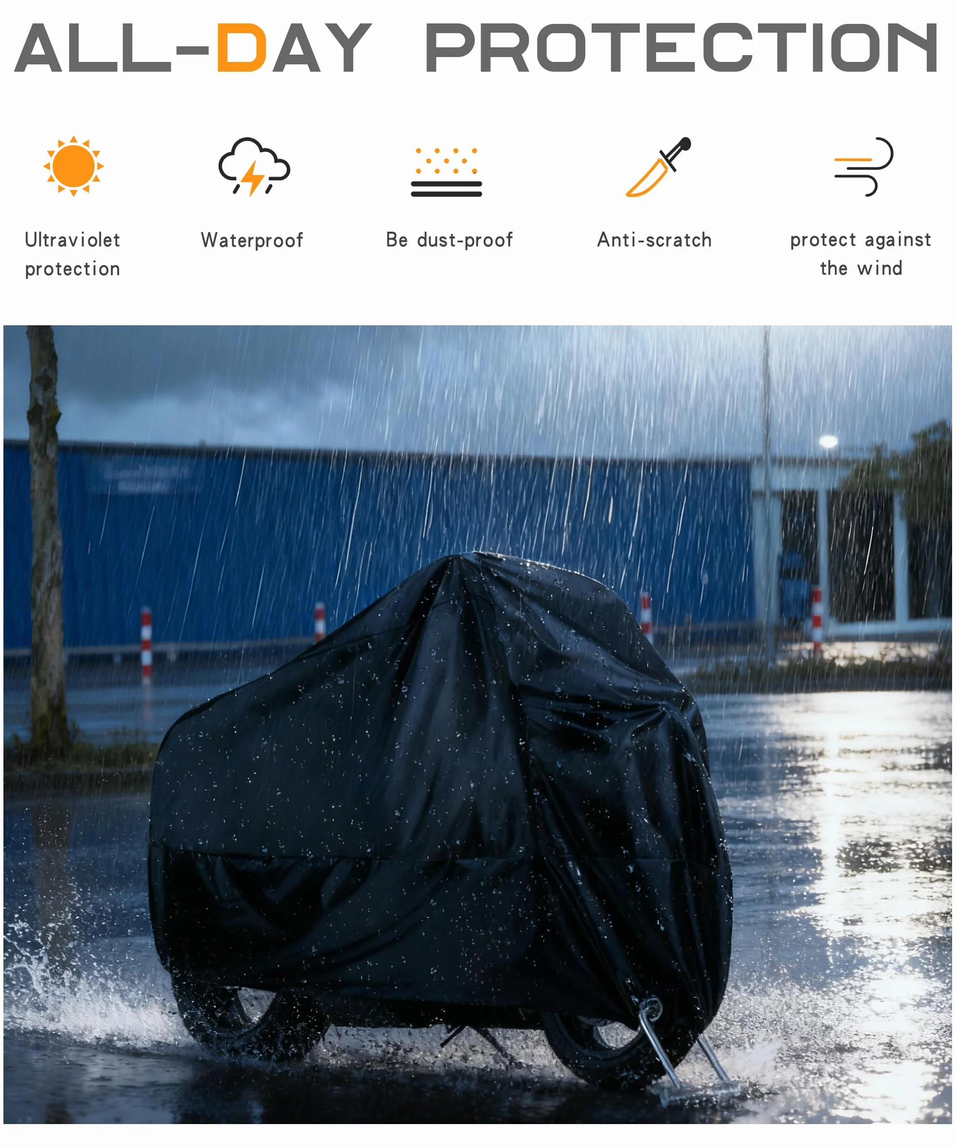 Wodoodporny pokrowiec na motocykl z otworami blokującymi