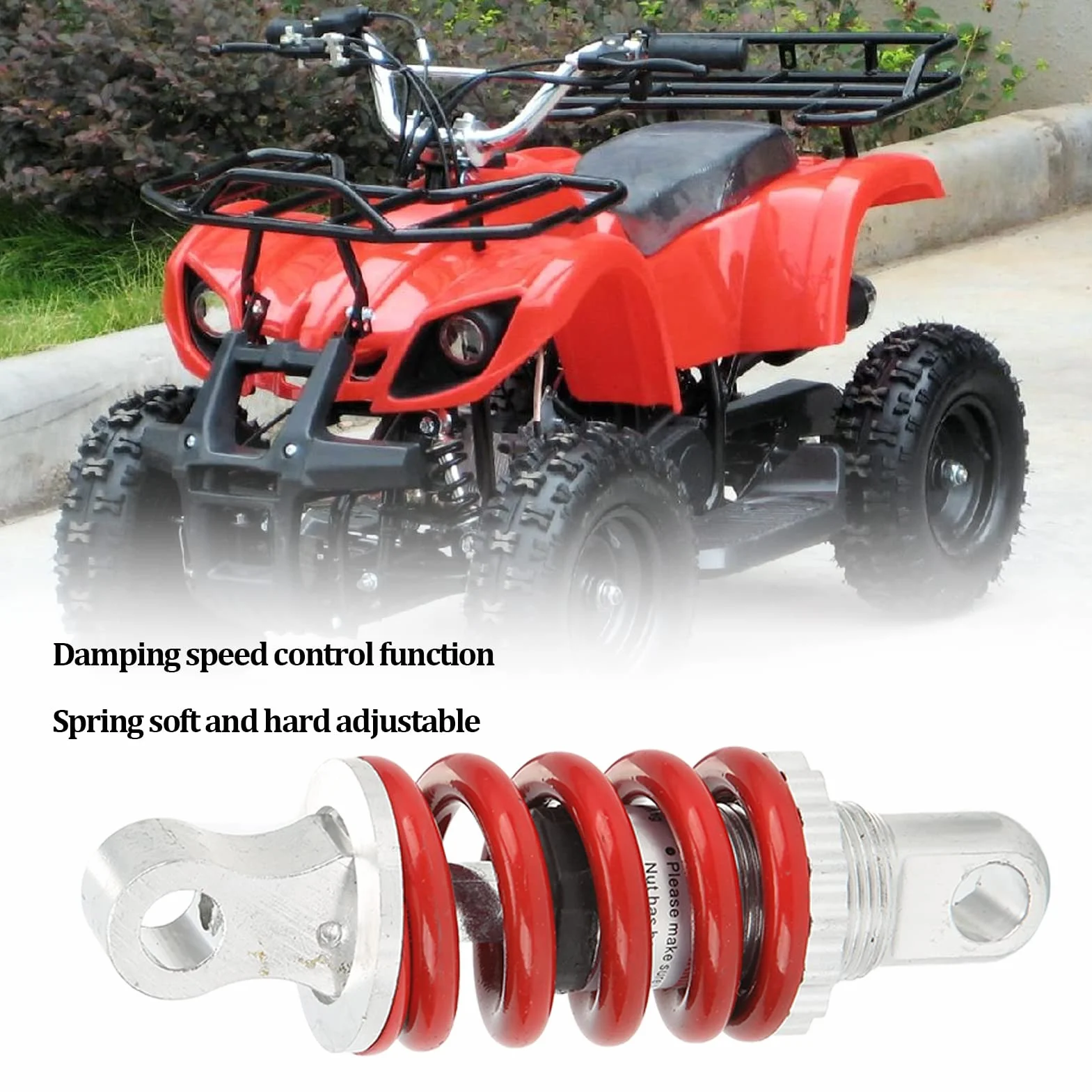 Aramox 2 szt. Amortyzator, 100 Mm Tylny Amortyzator Wspomagany sprężyną Regulowane Amortyzatory Rozpórki Zawieszenie Uniwersalne do Motocykla ATV Skuter Terenowy