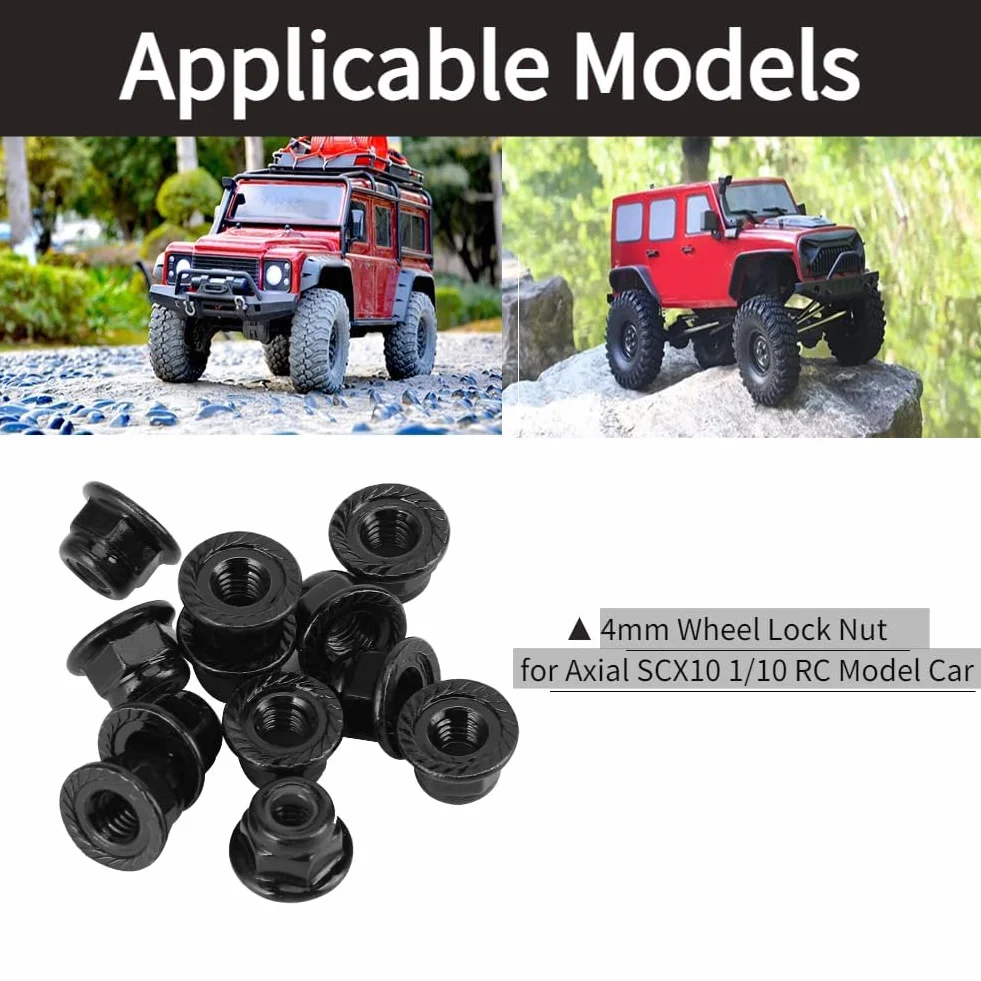 Antypoślizgowa nakrętka zabezpieczająca koła 4mm Axial Traxxas SCX10 1/10 RC Model samochodu 12 sztuk czarny