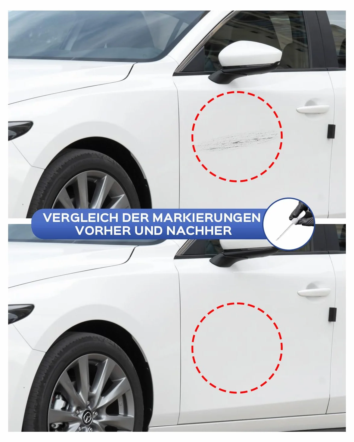 Pisak do lakieru Mazda 25D/26G Snowflake White Pearl Tricoat – Dokładne dopasowanie do wgnieceń i rys