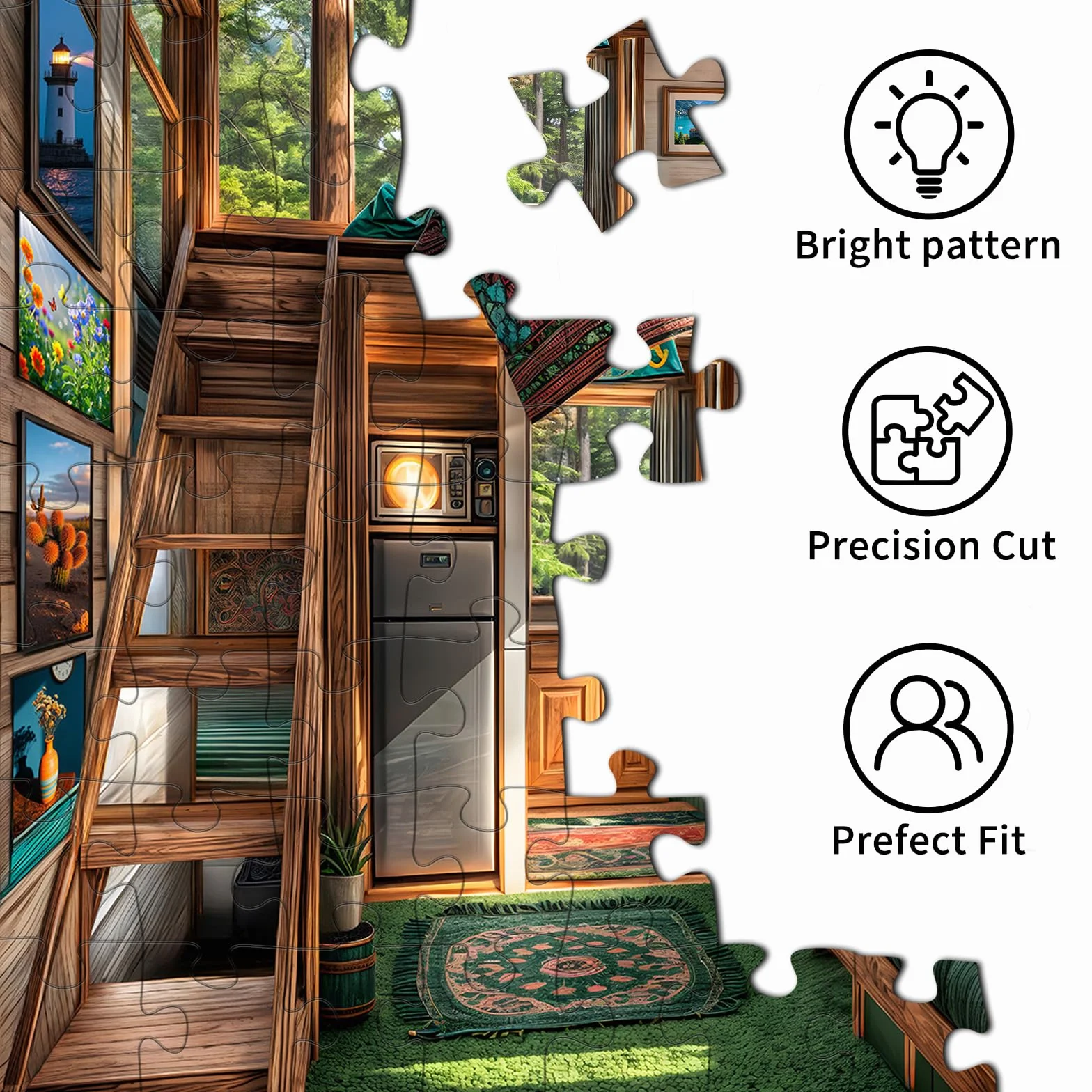 Puzzle 1000 elementów dla dorosłych i dzieci, Impossible Game, prezent z puzzlami, sprytne zagadki, kolorowe puzzle z motywem domku leśnego