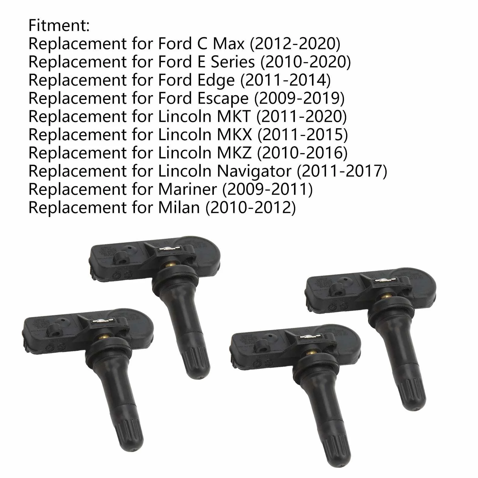 4 sztuk czujnik TPMS pasuje do Ford Lincoln Mercury, F150 F250 F350 Mustang Fusion Escape Focus Explorer czujniki ciśnienia w oponach wymień