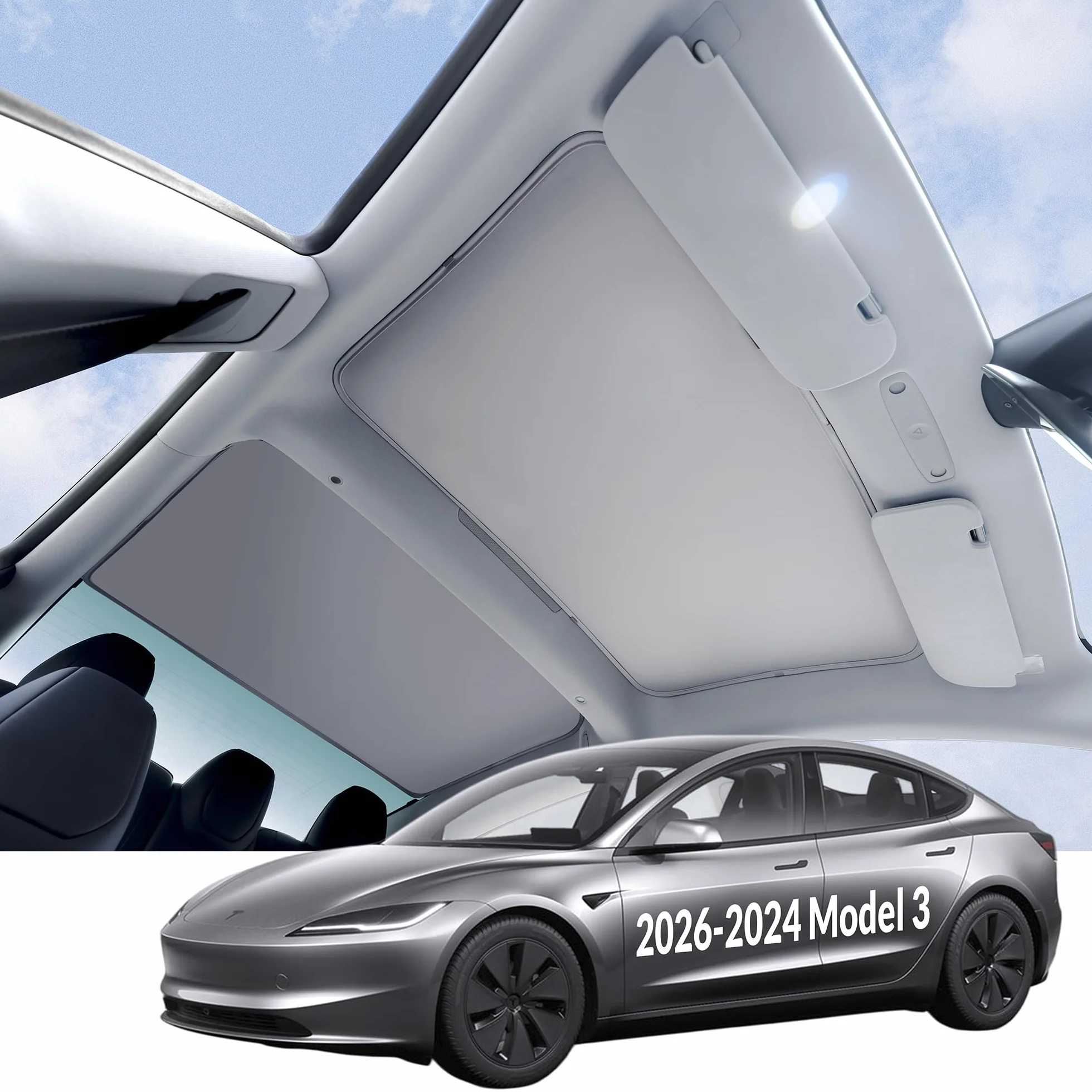 VION 2026-2024 model 3 osłony przeciwsłoneczne na dach (kompatybilne tylko z modelem 2026-2024 model 3 Highland Made in China Factory Version)
