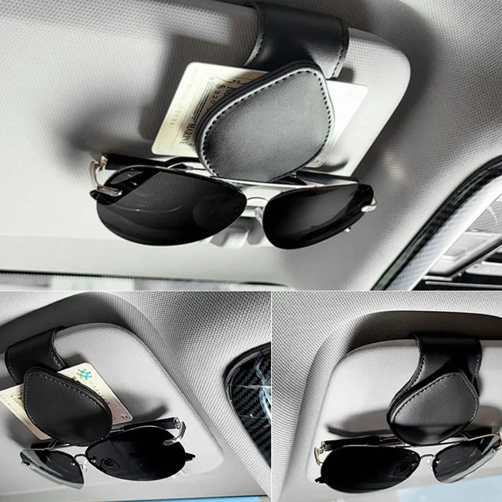 LightBeacon Uchwyt na okulary samochodowe, 2 sztuki, klips na okulary przeciwsłoneczne, uchwyt na okulary samochodowe, adsorpcja magnetyczna osłona przeciwsłoneczna, uchwyt na bilety biletowe, okulary