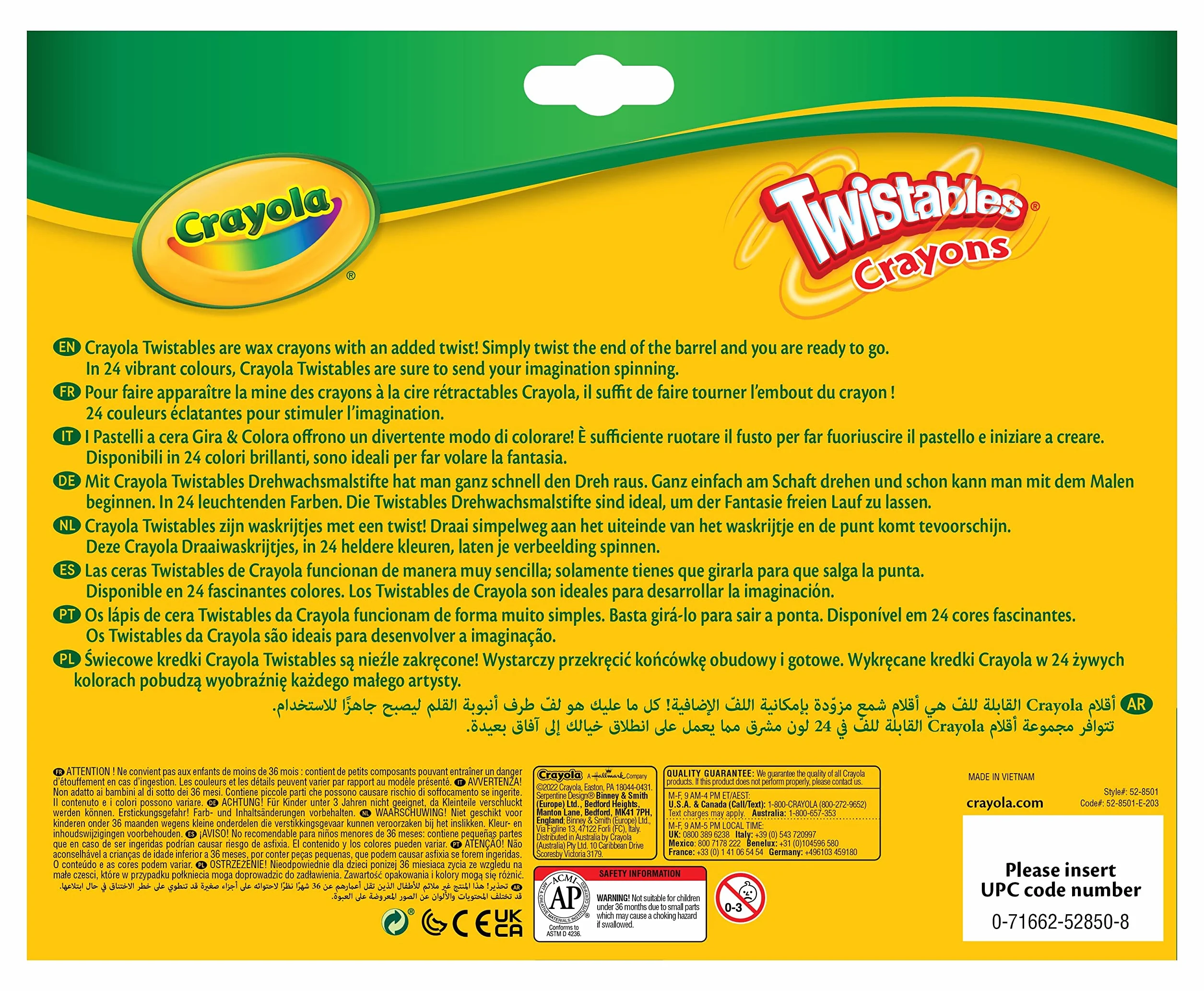 CRAYOLA Kredki do kolorowania Twistables – różne kolory (24 sztuki), wystarczy skręcić, aby uzyskać więcej zabawy z kolorowaniem – bez konieczności ostrzenia! Idealne dla dzieci w wieku od 3 lat