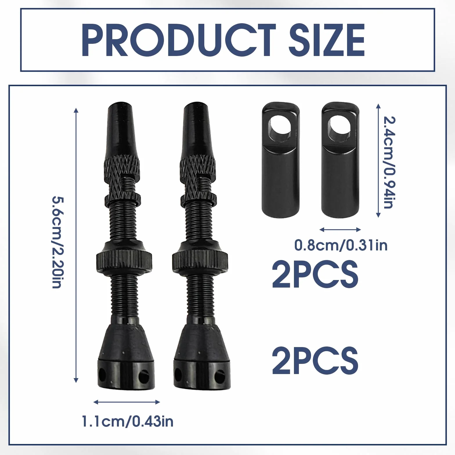 Zawory Presta Tubeless 40 mm, aluminiowy wkład zaworu MTB z narzędziem i kapturkami