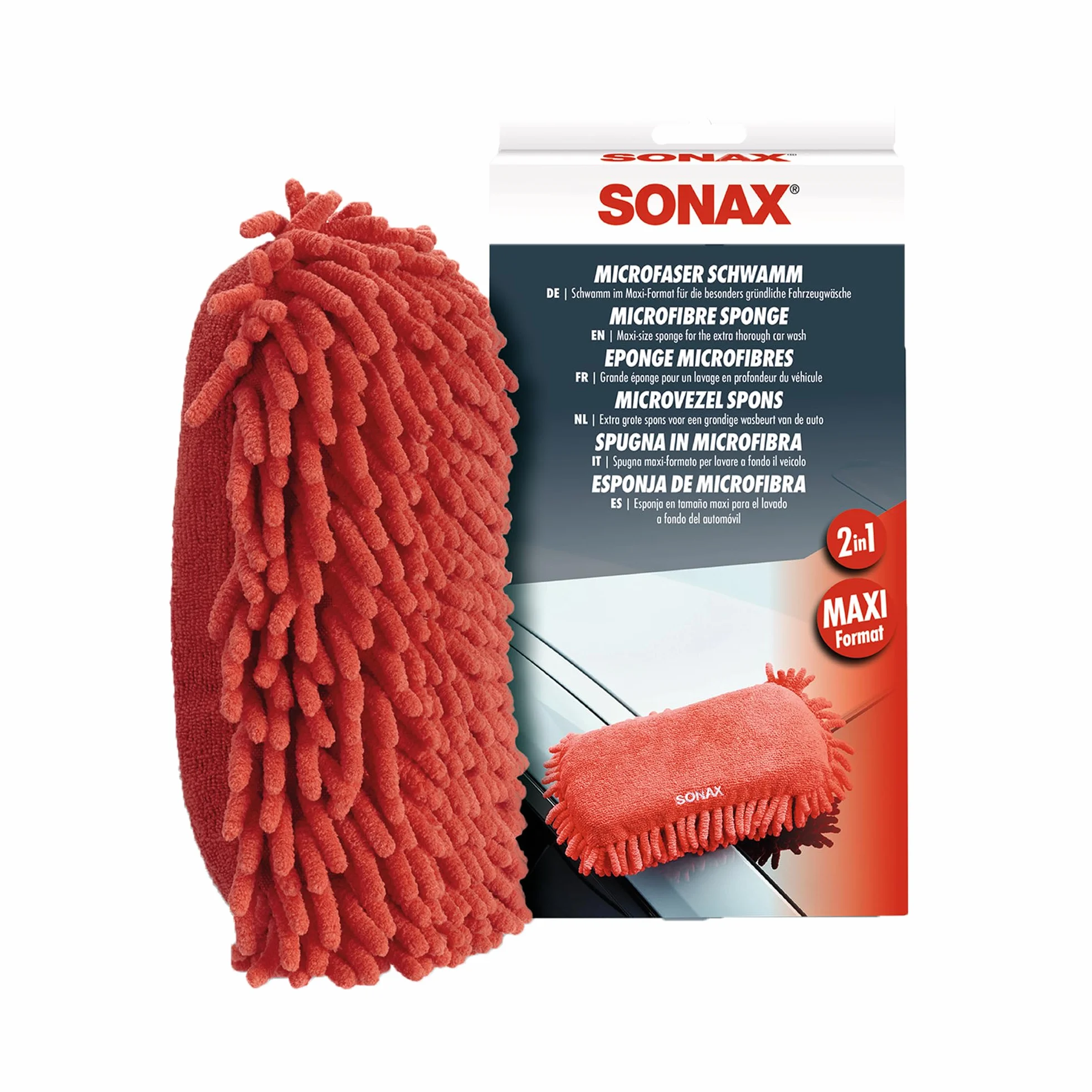 Sonax 1837649 Gąbka Z Mikrofibry, Czerwona, 1 Sztuka