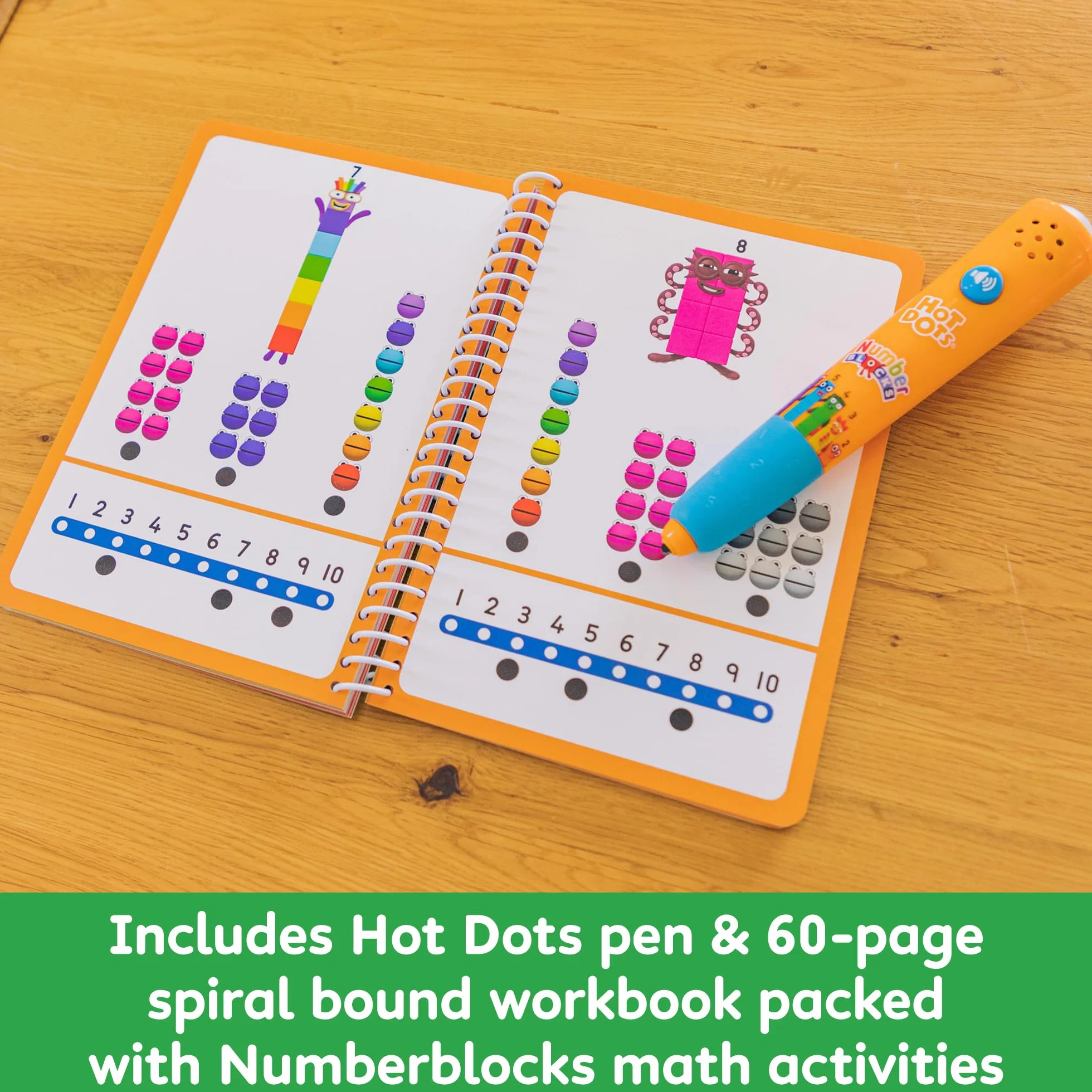 Learning Resources Książka z Zadaniami i Pisak Interaktywny Hot Dots Numberblocks 11–20, Ponad 60 zadań w zestawie, Numberblocks na prezent, Od 5 lat