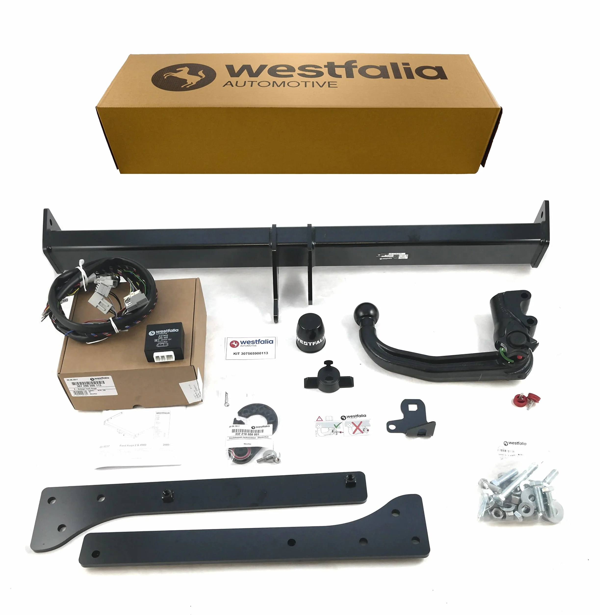 Westfalia Wypinany Hak Holowniczy do Ford Kuga (Rok 04/2013-06/2019) - Zestaw z 13-pinowym Dedykowanym Zestawem wiązek elektrycznych do Konkretnego Pojazdu
