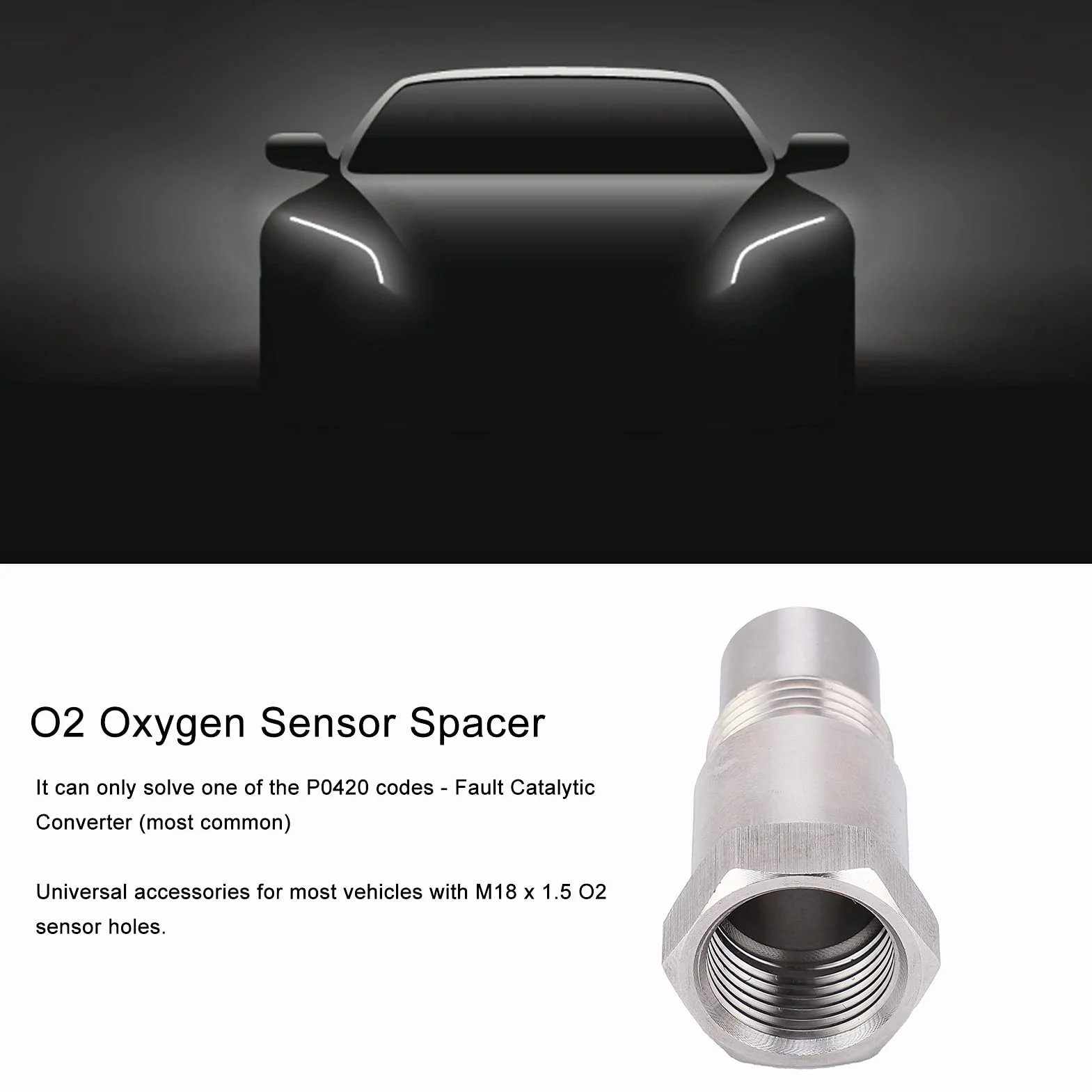 Adapter Dystansowy Czujnika Tlenu M18 x 1,5 Stal Nierdzewna O2 Czopowy Konwerter Katalityczny