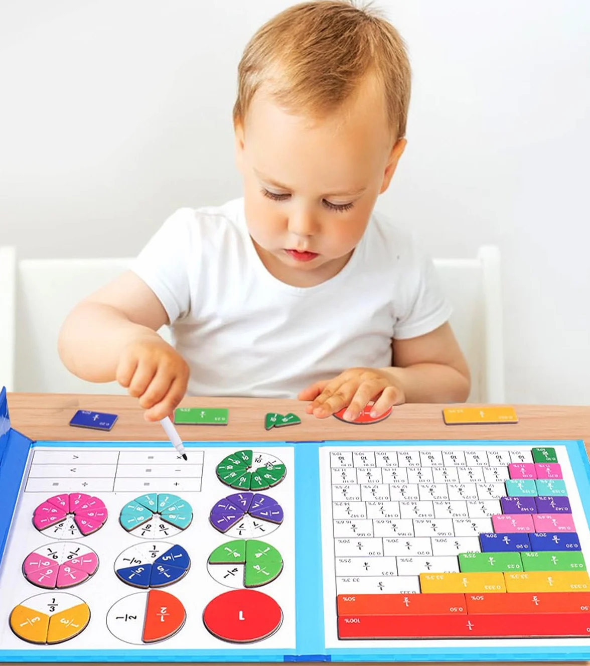 Math Toy Fraction, gra z liczeniami łamania, matematyka, zabawka edukacyjna, arytmetyczna zabawka do nauki, zabawka motoryczna, zabawka matematyczna, płytki i koła frakcyjne