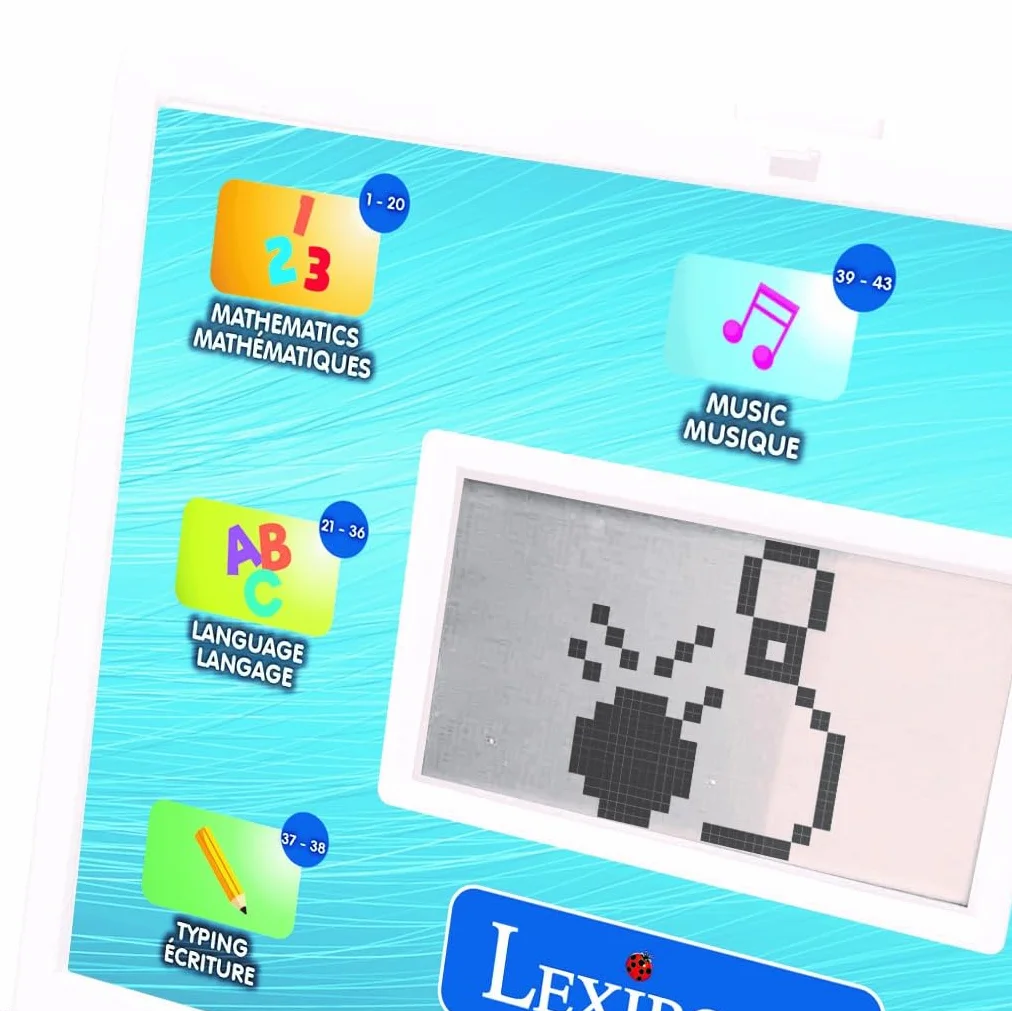 Lexibook, dwujęzyczny laptop edukacyjny, 124 zajęcia językowe, pisanie, matematyka, logika, muzyka i gry, chłopcy i dziewczęta, JC498i1, średni