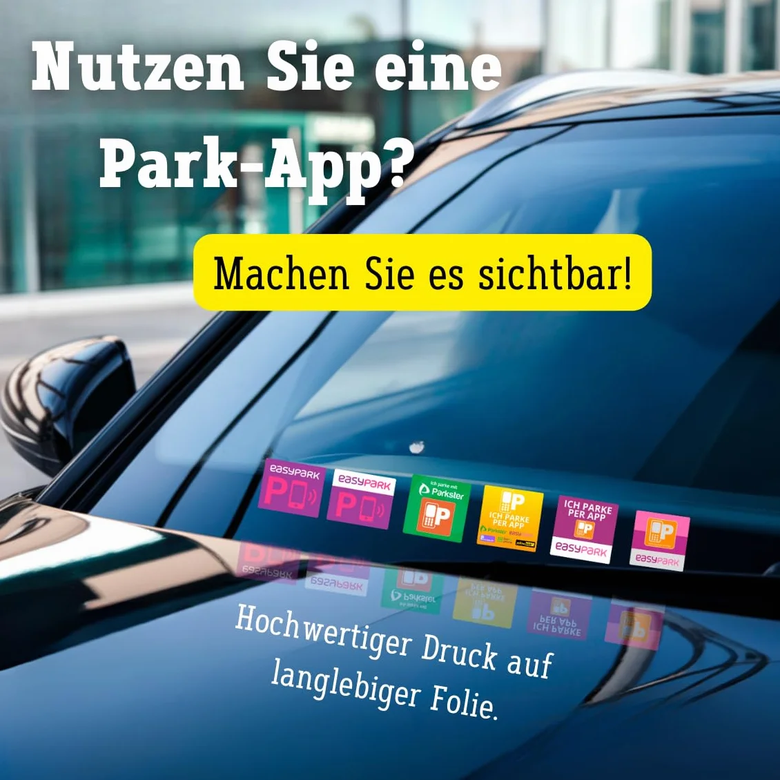 EASYPARK Easy Park naklejka na szybę – kompaktowa naklejka na samochód (5 x 4 cm) na przednią szybę | parkowanie aplikacji, winieta samochodowa | Made in Germany (1)
