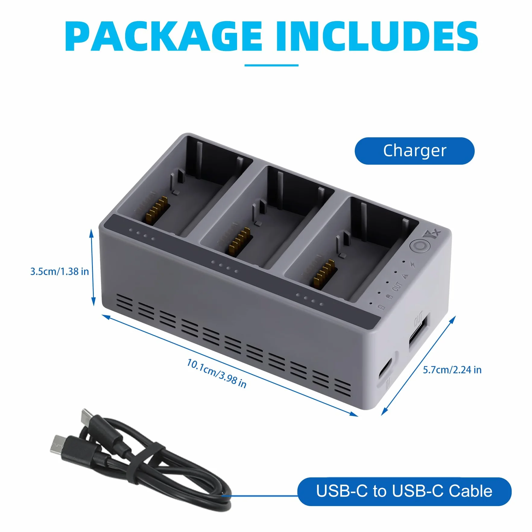 Szybka ładowarka 100 W z ładowaniem do trybu przechowywania do drona DJI Mini 5 4 3 Pro, dwukierunkowy hub ładowania, ładowanie trzech akumulatorów, akcesoria