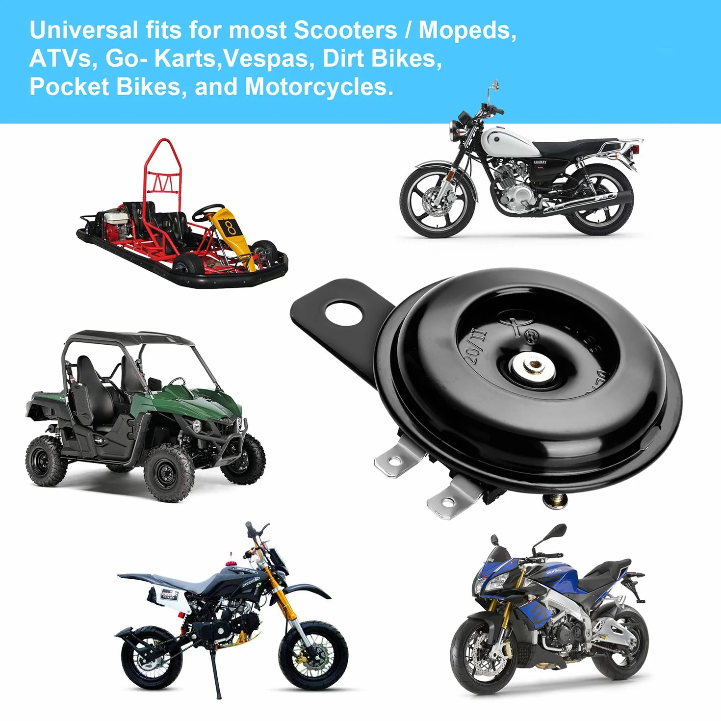 Moinkerin Klakson Motocyklowy 12V - Uniwersalny do Skutera, Motocykla, Roweru Trójkołowego, Pocket Bike, Wodoszczelny 105 dB, 2 Sztuki