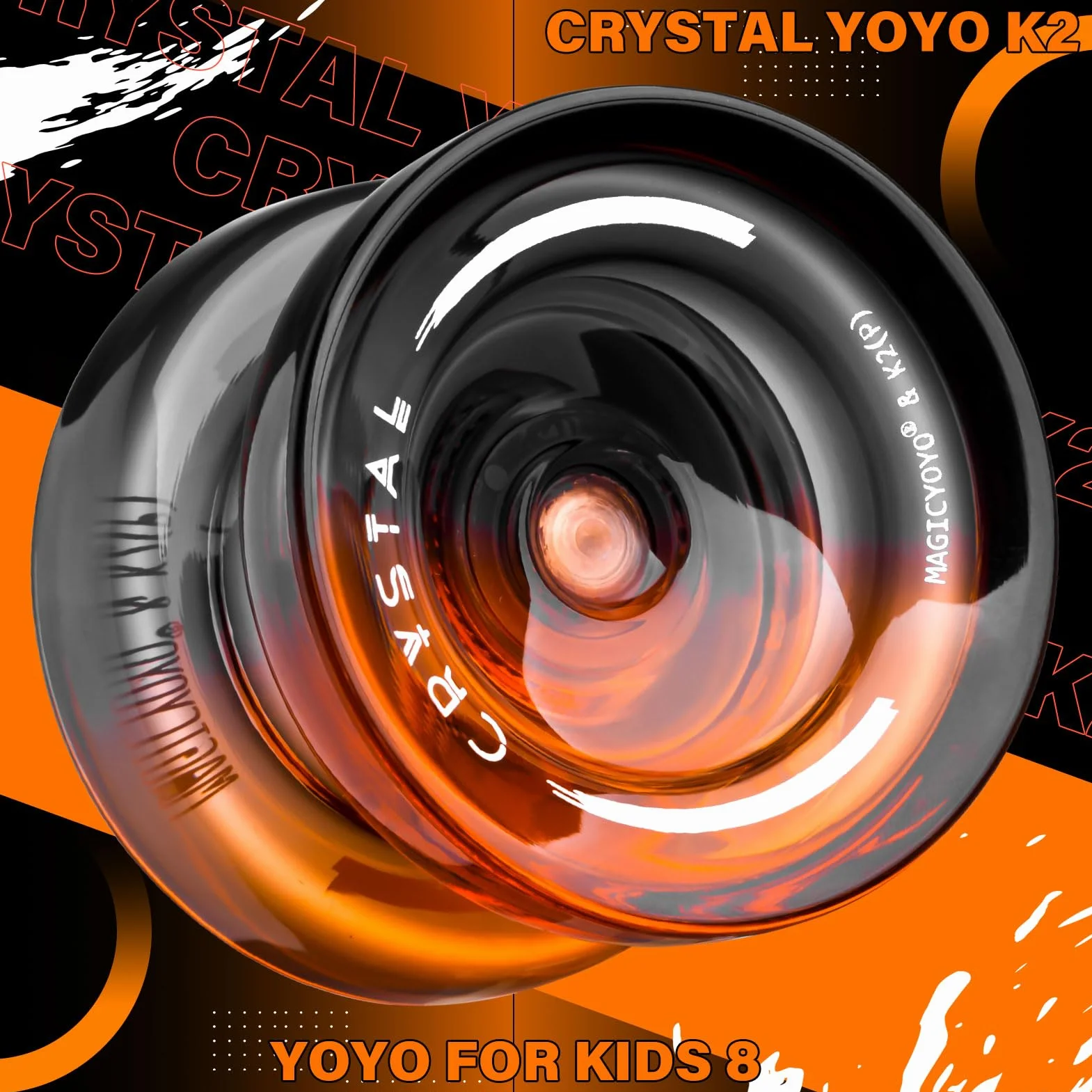 MAGICYOYO Crystal Yoyo K2 Profi JoJo dla dzieci i początkujących, Trick JoJo z bezczynnością i łożyskiem kulkowym, Magic Jo Jo do responsywnego i nieresponsywnego, z 12 sznurkami, walizką, akcesoriami
