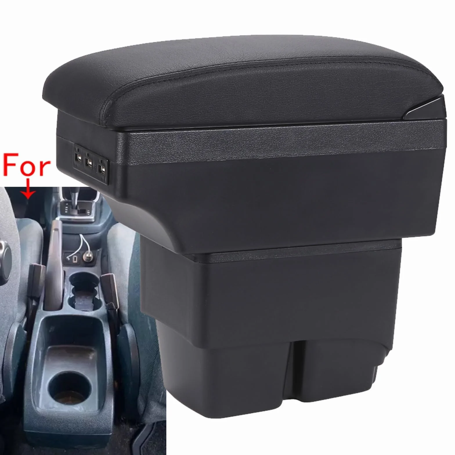 Armsteun Richter Bush Podłokietnik Box Pasuje Do Forda Fiesty MK7 Podłokietnik Samochodowy 2009-2017 Schowek Szczegóły Wnętrza Akcesoria Łatwa Instalacja(C2 Black line NO USB)