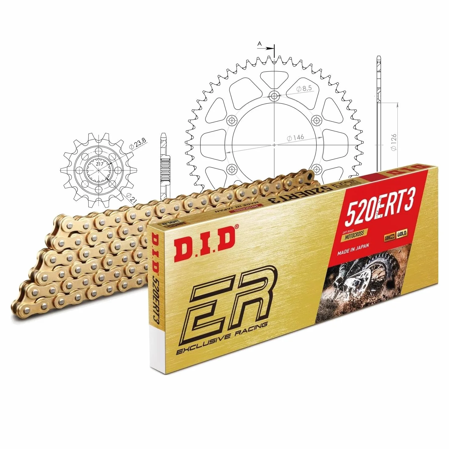 Łańcuch DID Alu 520ERT2 114 ogniw czarny do Suzuki RM-Z 450 2008-2012