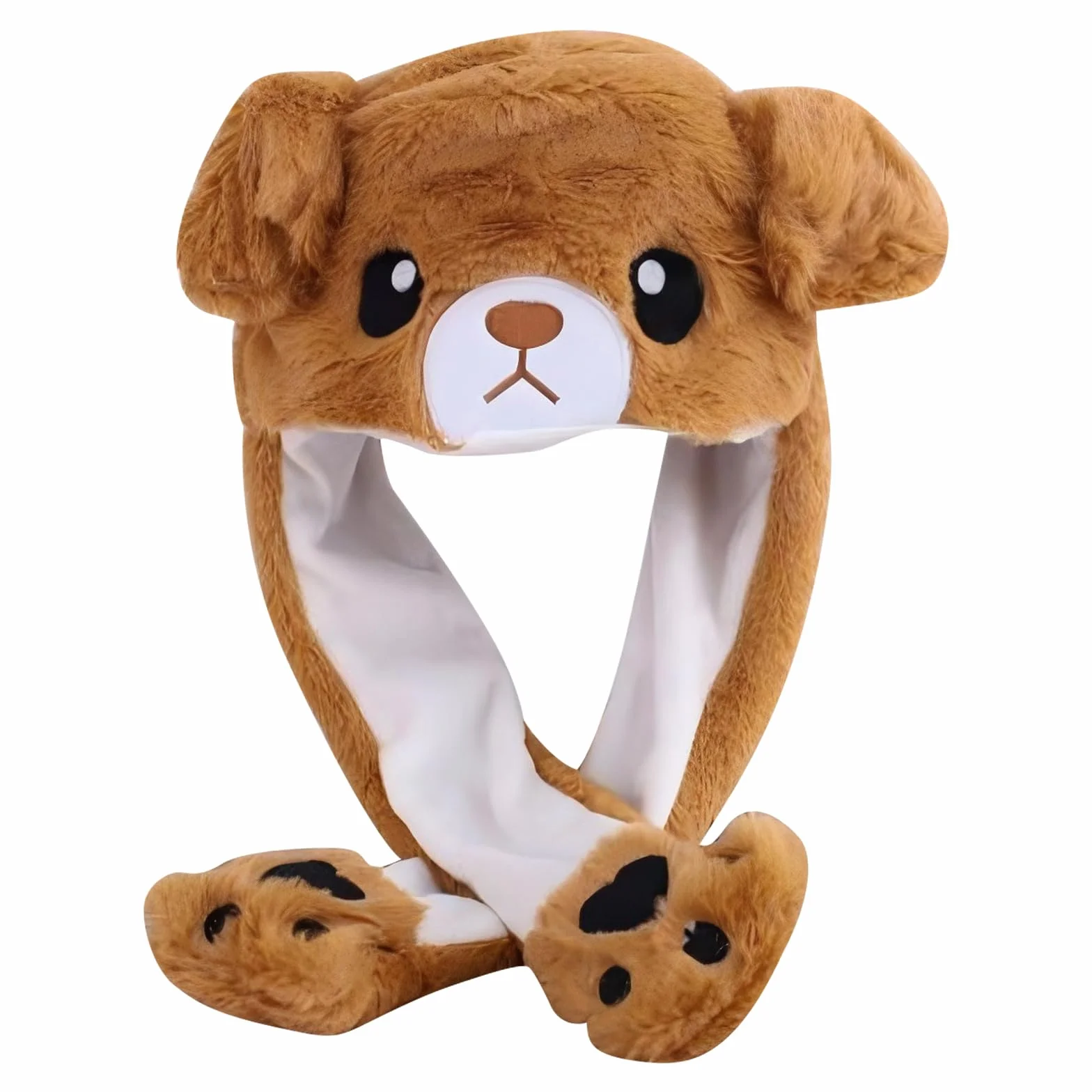 Czapka z ruchomymi uszami, pluszowa czapka ze skaczącym uchem, krótka pluszowa czapka z kreskówki, czapka 2 w 1, z nausznikami, zestaw szalików, na zimę, zabawne nakrycia głowy, prezenty na imprezę