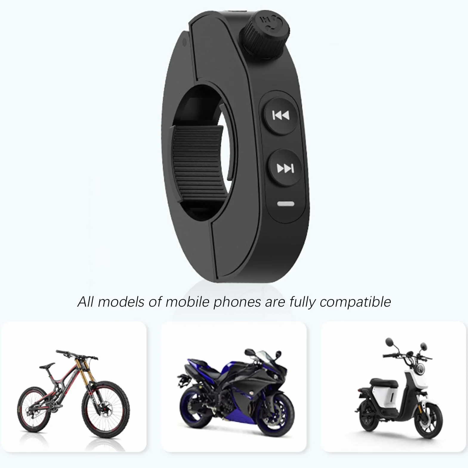Steering Wheel Remote Control, Wireless Motorcycle Button Controller 2.75x0.55x2.08inch, Stable Handlebar for Safe Convenient, Outdoor Riding, Adventures