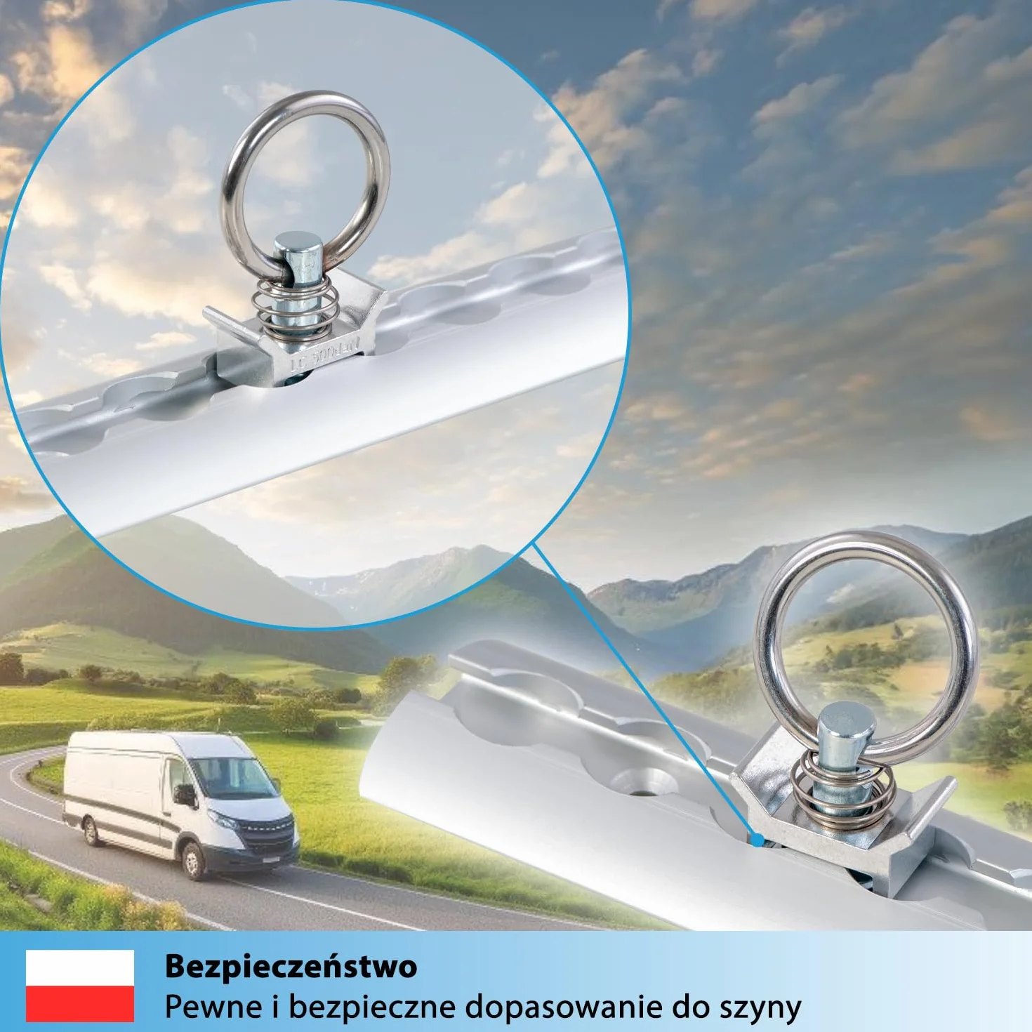 valonic GECKO - 8x mocowanie do szyny lotniczej, 1000 daN, ucha mocujące do systemu szynowego, adapter do szyny mocującej, akcesoria do samochodów dostawczych, bagażnik, szyna mocująca