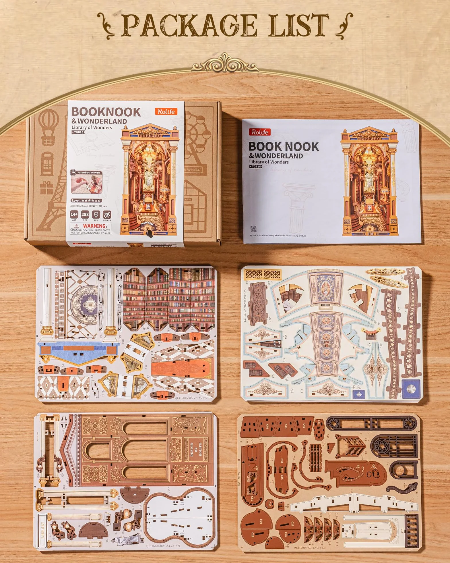 Rolife Book Nook Miniaturowy dom dla dorosłych, biblioteka cudów, puzzle 3D z drzwiami zamykanymi, zestaw dioram do narożnej półki na książki, wyjątkowy prezent na Boże Narodzenie i urodziny