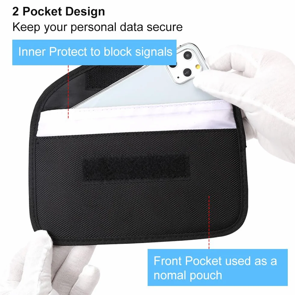 Etui blokujące sygnał Faraday Pouch, etui blokujące sygnał RFID, etui ochronne na kluczyk samochodowy, 10 cm x 19 cm