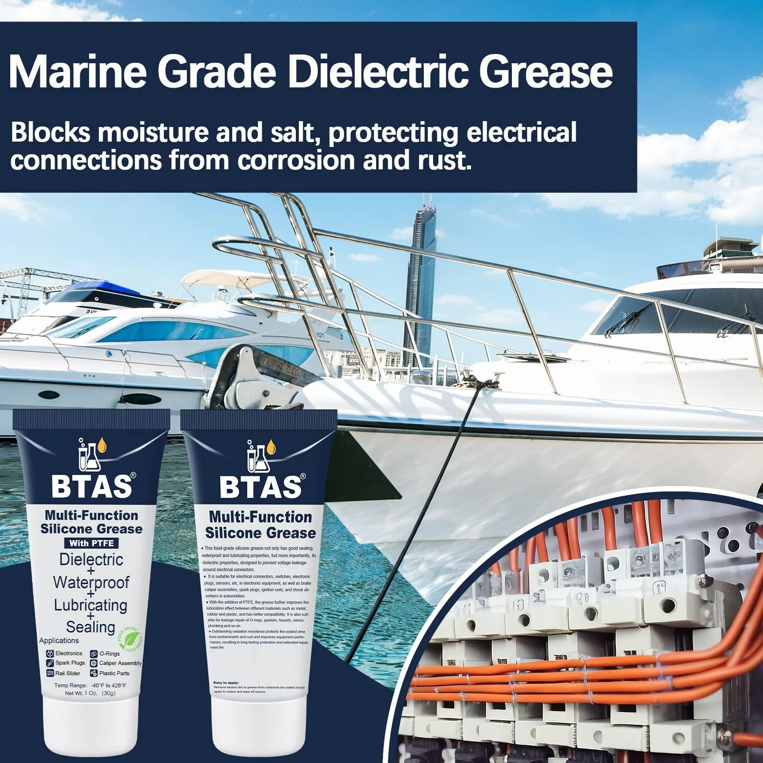 Dielectric Silicone Grease for Automotive Electrical Connectors Battery Terminal Corrosion Protection PTFE Food Grade 1 oz
