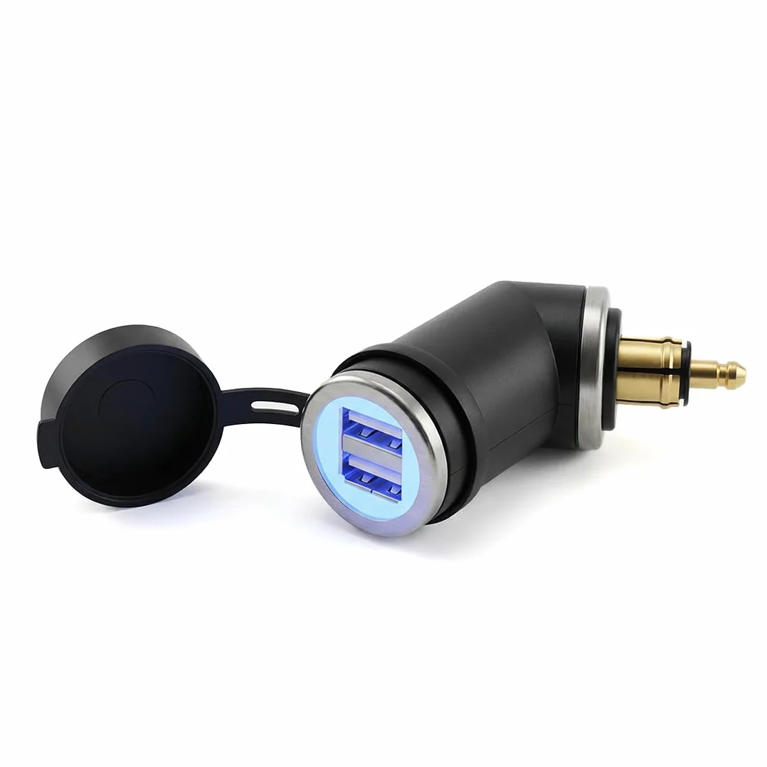 Cliff-Top USB ładowarka DIN (Hella) do motocykli 4,6A, kompatybilna z motocyklami BMW (krótki kąt)
