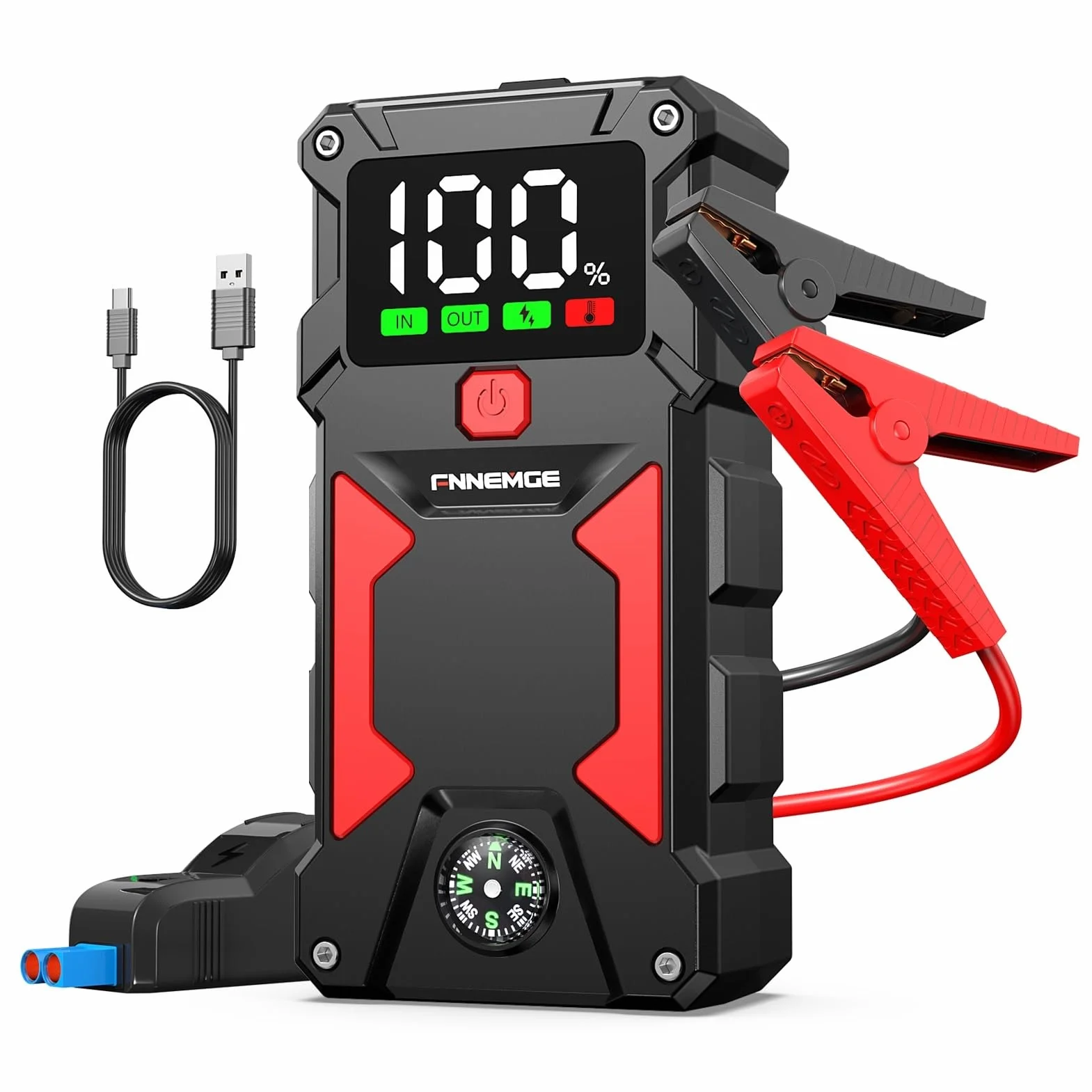 FNNEMGE 5000A 24800mAh Rozrusznik Samochodowy z Wyświetlaczem LED Mocy