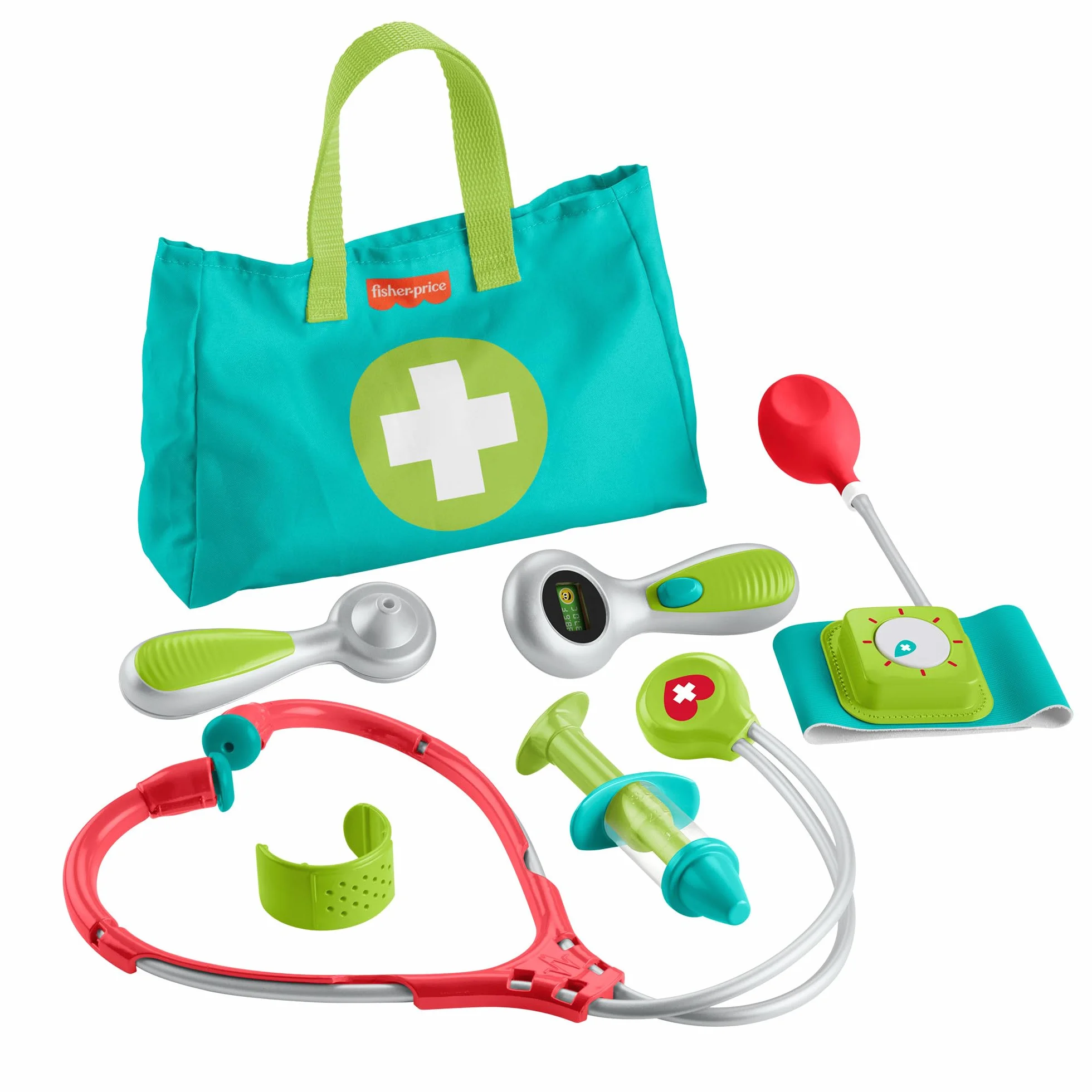 Fisher-Price Zestaw Mały Doktor Torba Kreatywna zabawka z 7 elementami do zabawy w lekarza dla 3 latków i starszych dzieci, HYH26