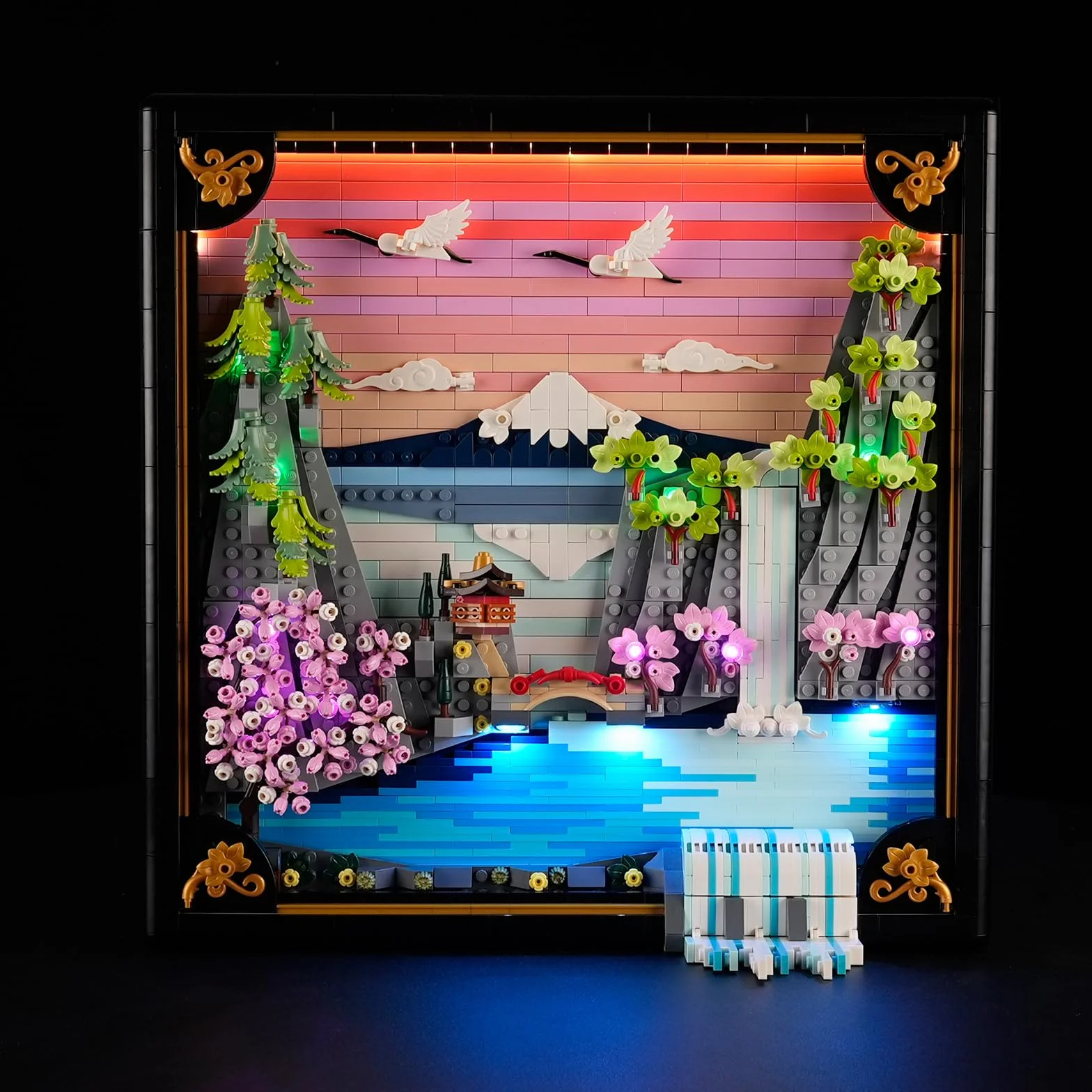 YEABRICKS Światło LED do Lego-31218 Art japoński krajobraz kwiatów wiśni model klocków (zestaw klocków nie wchodzi w zakres dostawy)