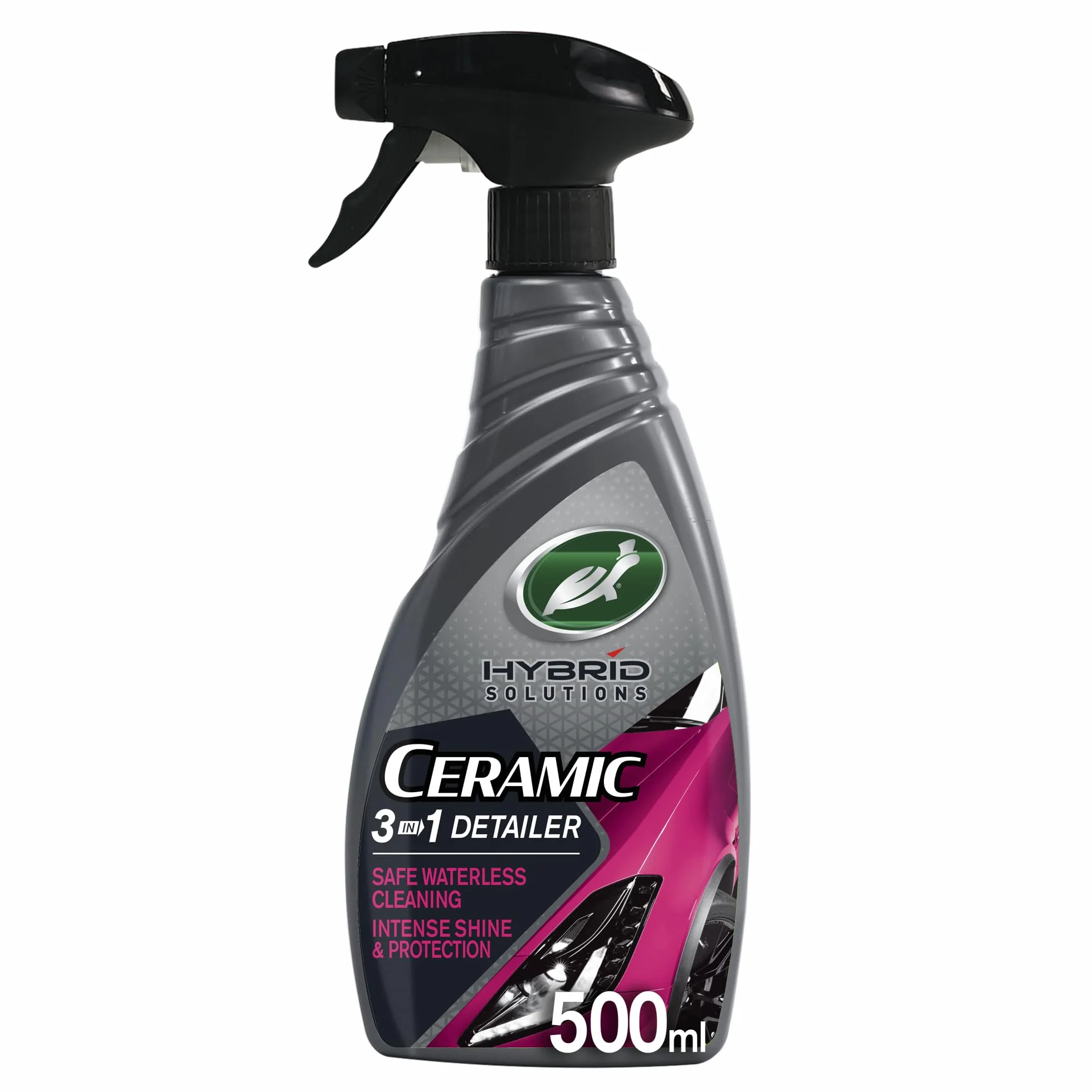 Turtle Wax Hybrid Solutions 3 w 1 Ceramic Car Wash, mycie bezwodne, długotrwała ochrona hydrofobowa i wysoki połysk, bezpieczny dla lakieru, szkła, listew wykończeniowych i felg, 500 ml