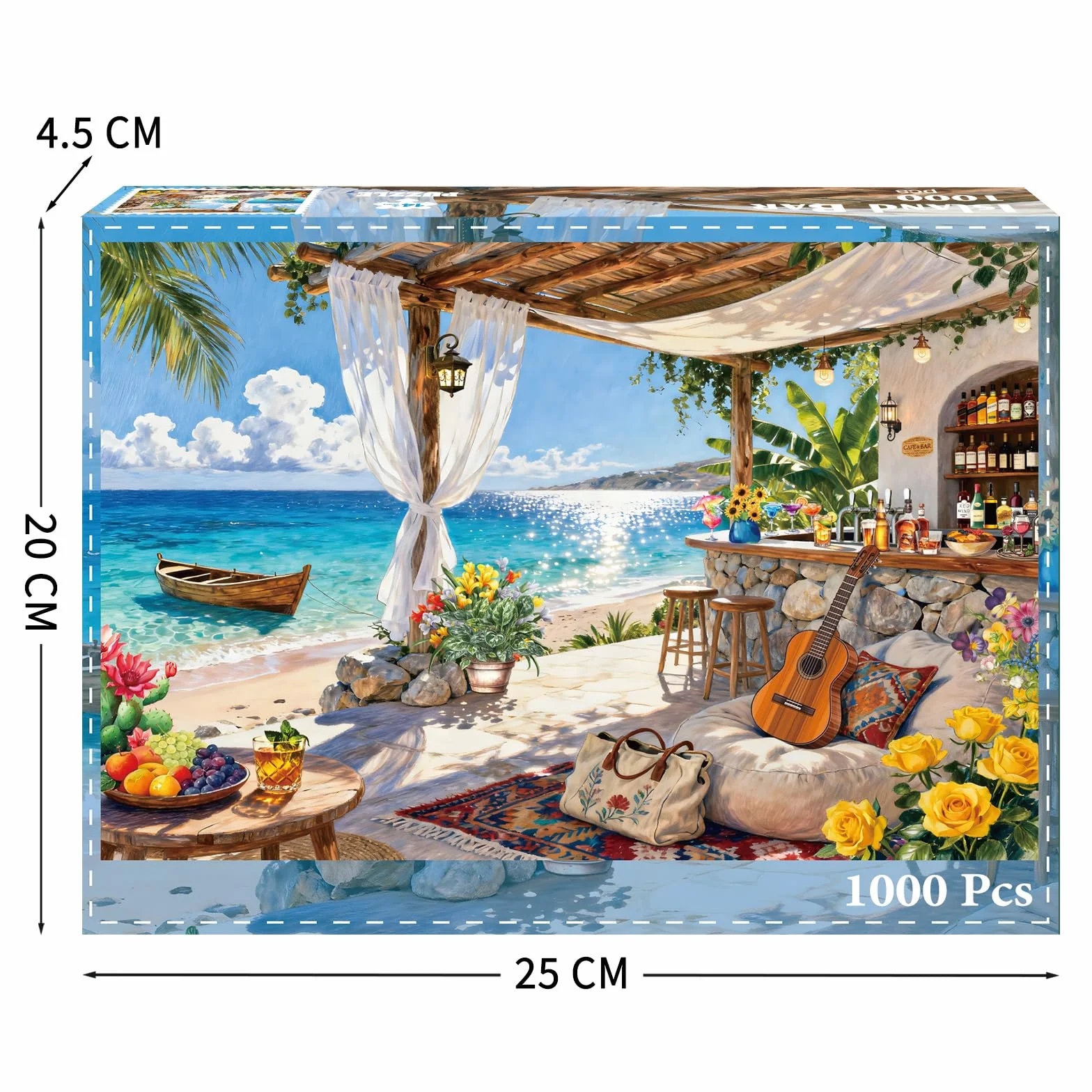 Puzzle 1000 elementów dla dorosłych i dzieci, Impossible Game, prezent z puzzlami, sprytne zagadki, kolorowe puzzle z motywem baru na wyspie