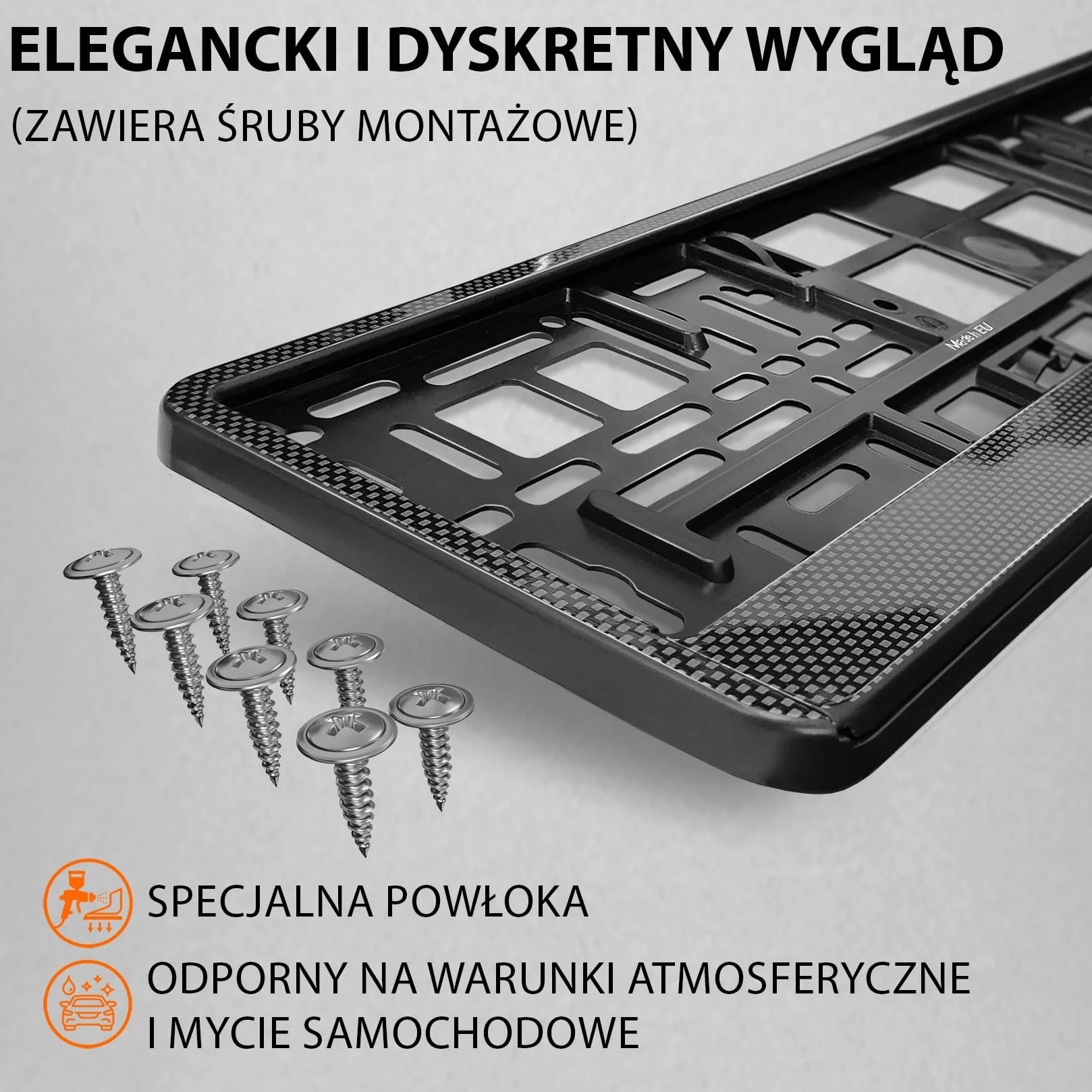 Uchwyt tablicy rejestracyjnej carbon look 520x110 mm Ramka do tablic rejestracyjnych dla polskich tablic PL