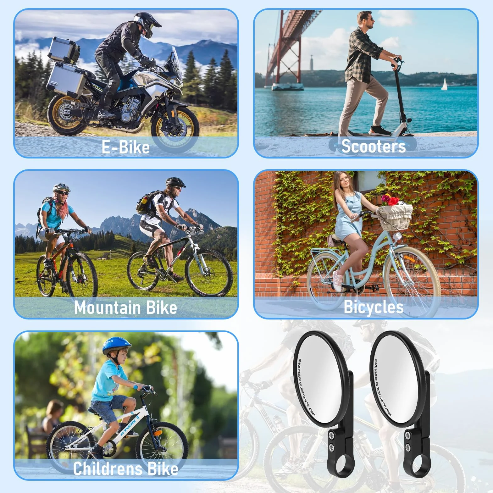 EXLECO Lusterka motocyklowe E24 360° obrotowe do kierownic 22-25 mm