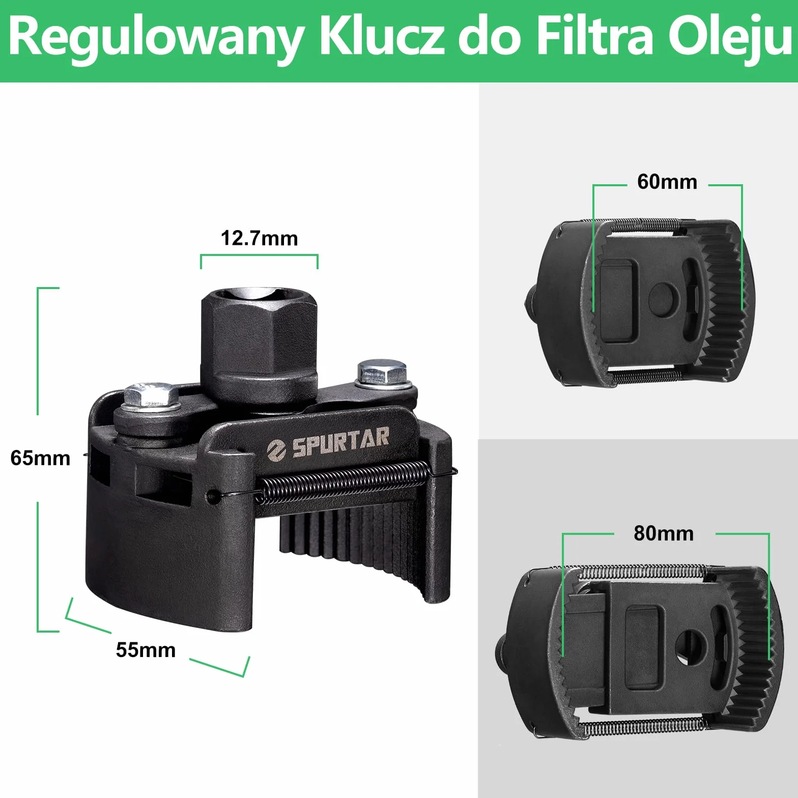 Spurtar Regulowany klucz do filtra oleju 60-80 mm uniwersalne narzędzie do usuwania filtra oleju