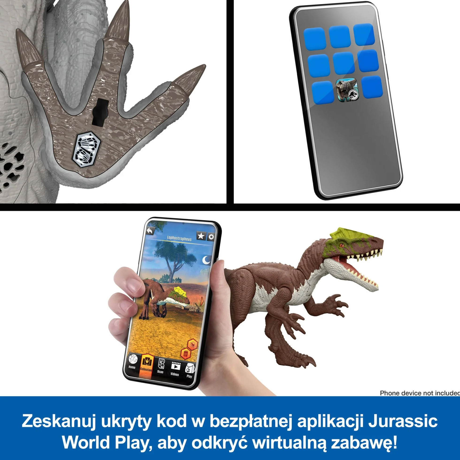 Mattel, Jurassic World: Odrodzenie Tyranotytan Dinozaur Gigantyczny atak Figurka dinozaura z 2 atakami aktywowanymi ogonem, zabawka dinozaur dla dzieci, zabawa realna i wirtualna, JCL75