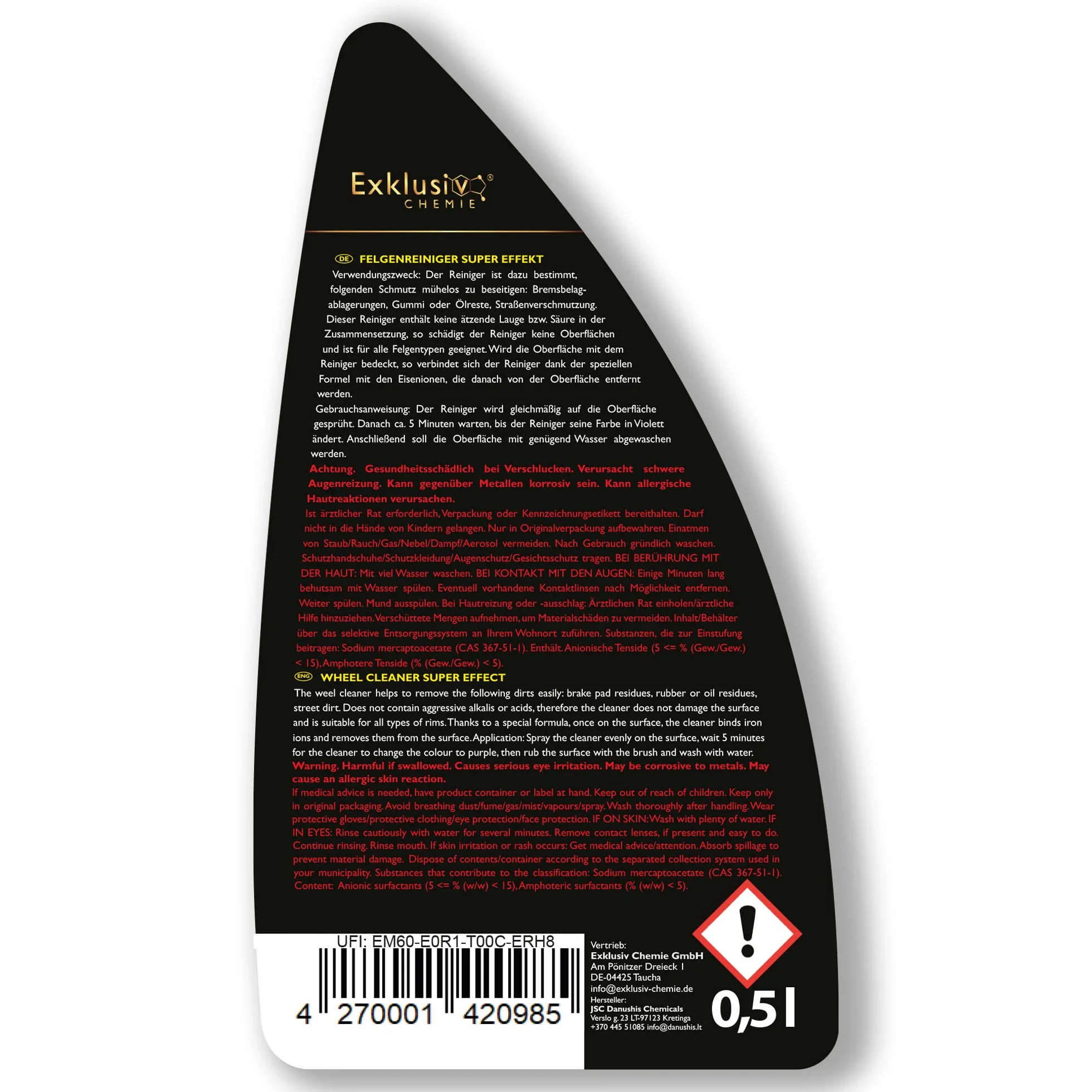 Exklusiv Chemie® Środek do czyszczenia felg, bezkwasowy i alkaliczny, samoczynny