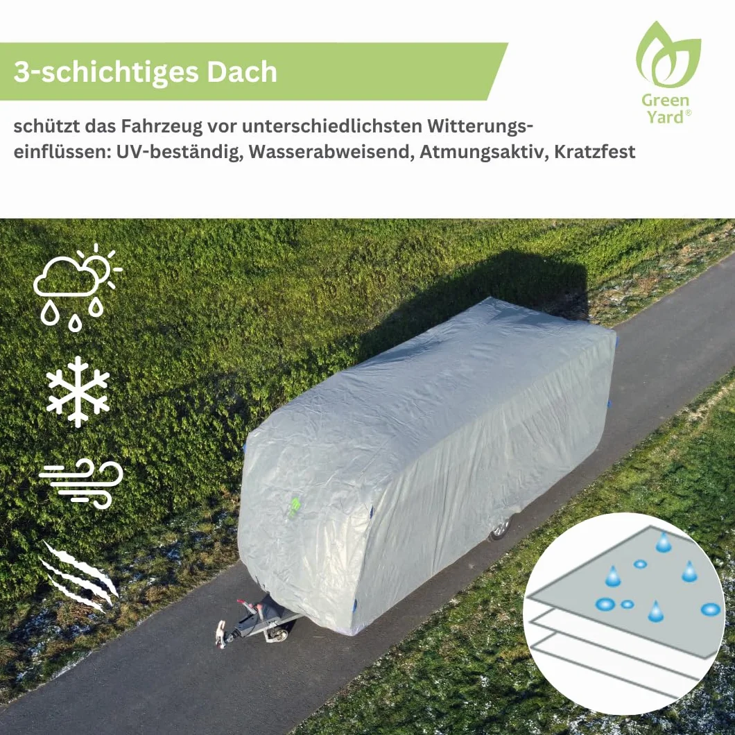 GreenYard® Pokrowiec na przyczepę kempingową Rozmiar S 460x250x220 cm Wodoodporny oddychający