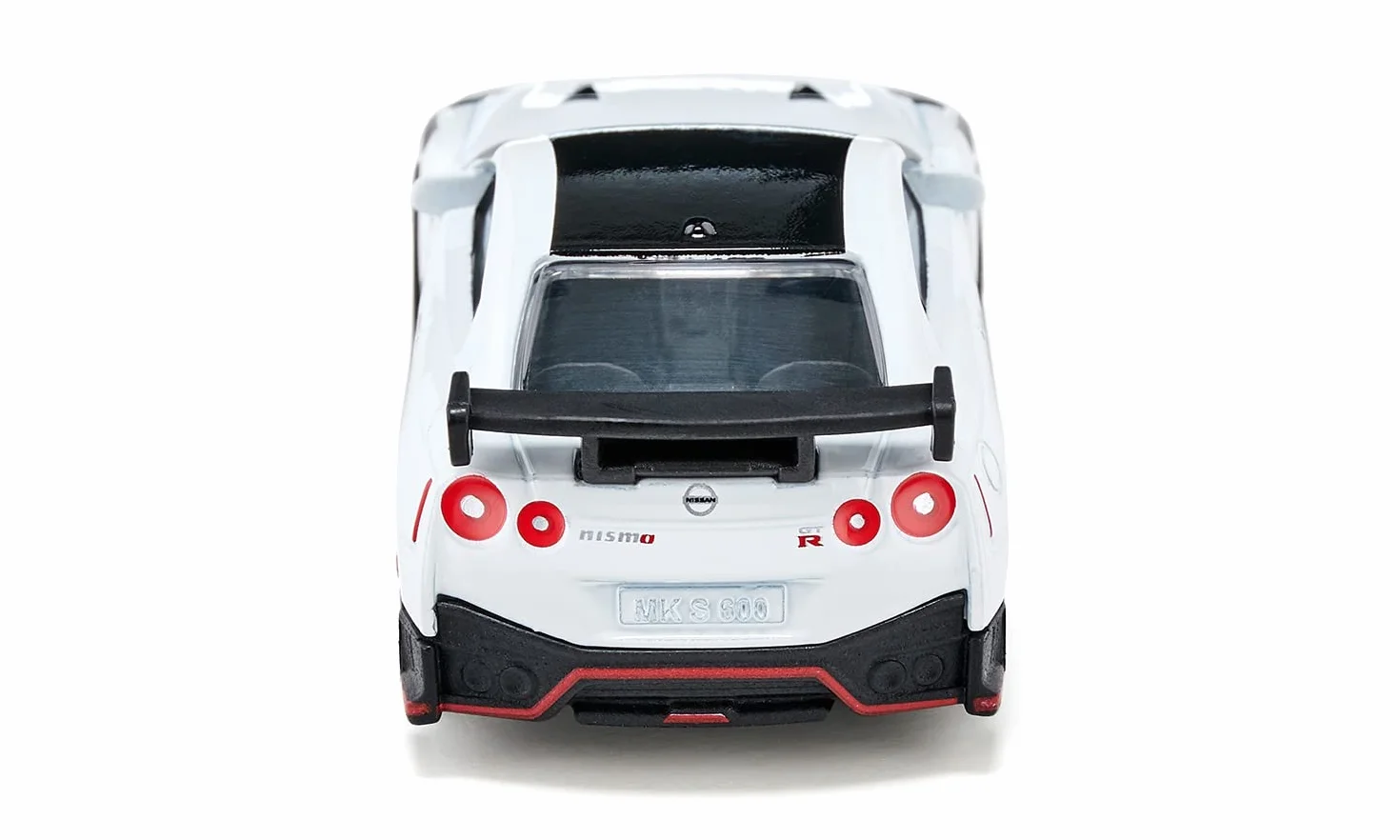 Siku 1579, Nissan GT-R Nismo, Zabawkowy samochód, Metal,tworzywo sztuczne, Czarny,biały, Z gumowymi oponami i spojlerem