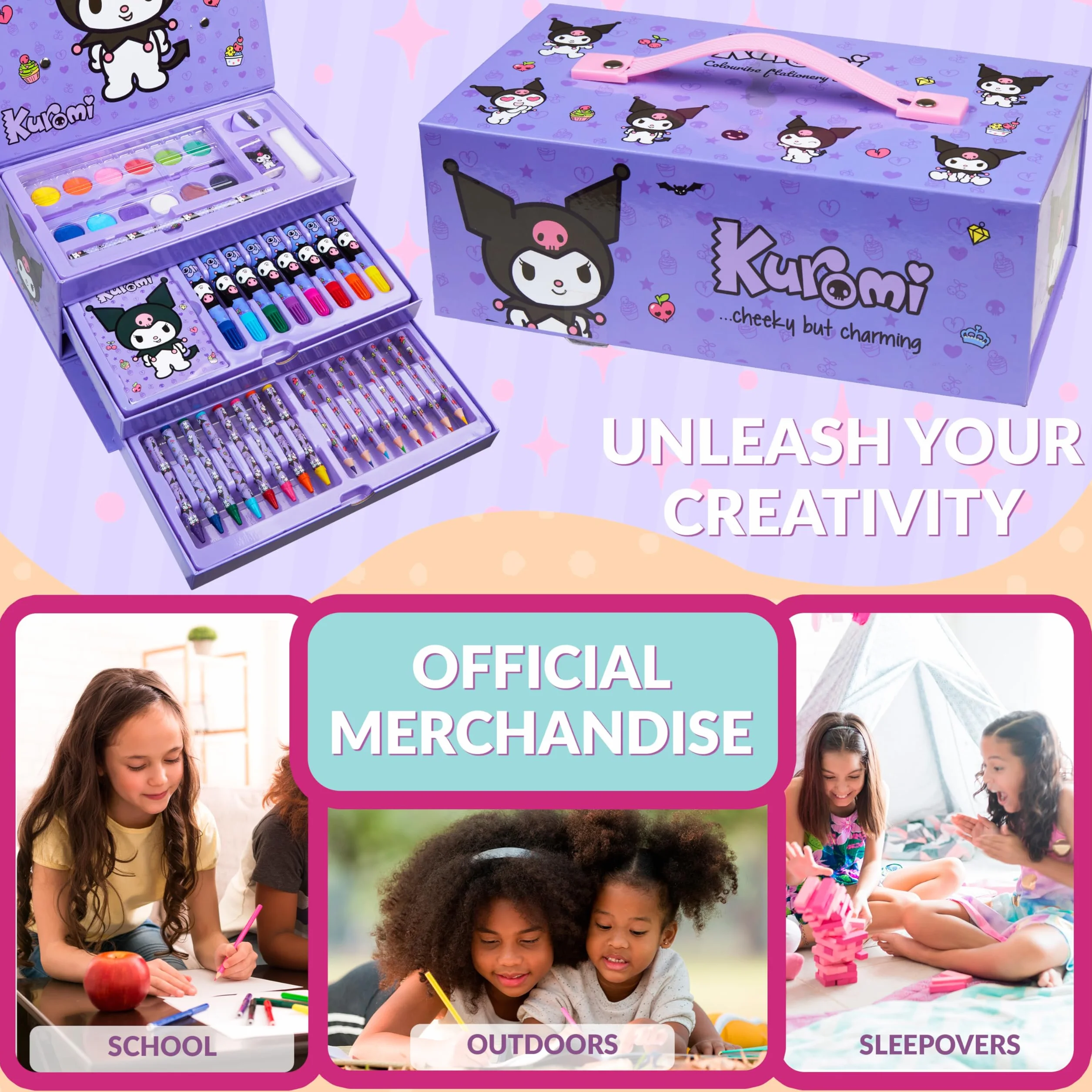 Hello Kitty Kuromi zestaw artystyczny dla dzieci (fioletowy Kuromi 3 poziomy)