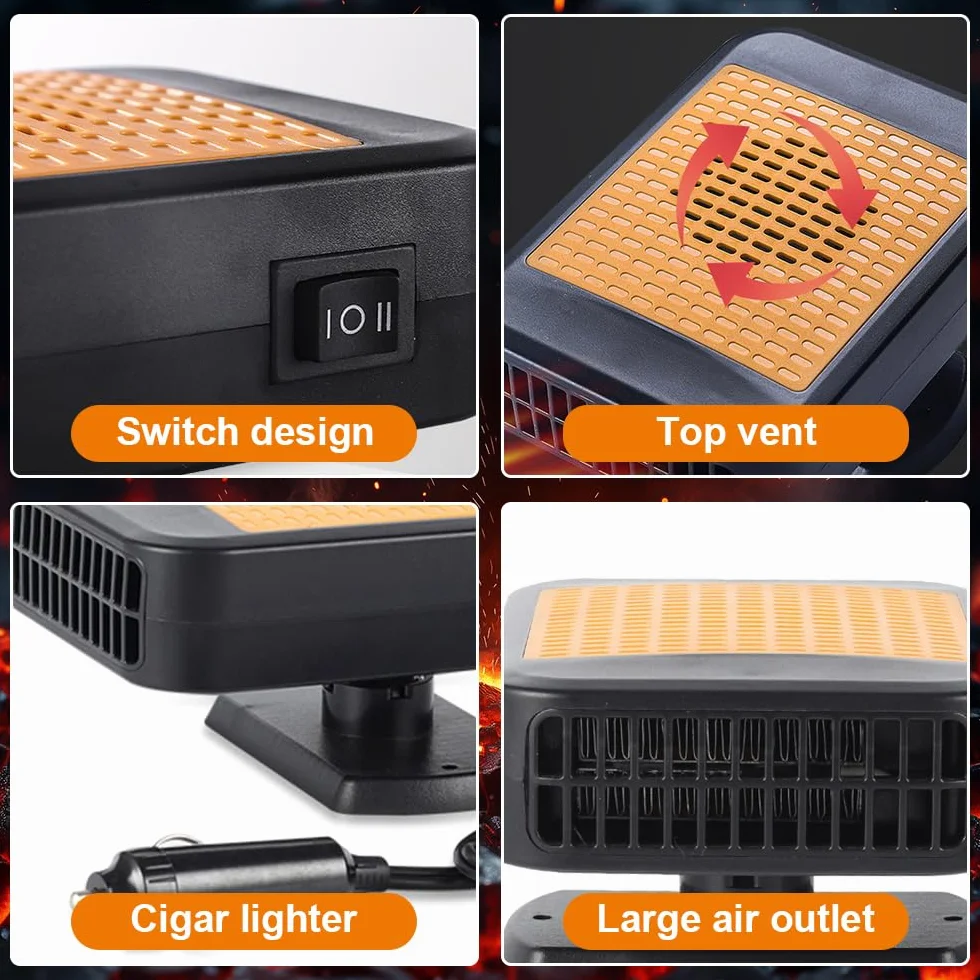 Termowentylator samochodowy 12V 200W 2w1 obrót 360° przenośny