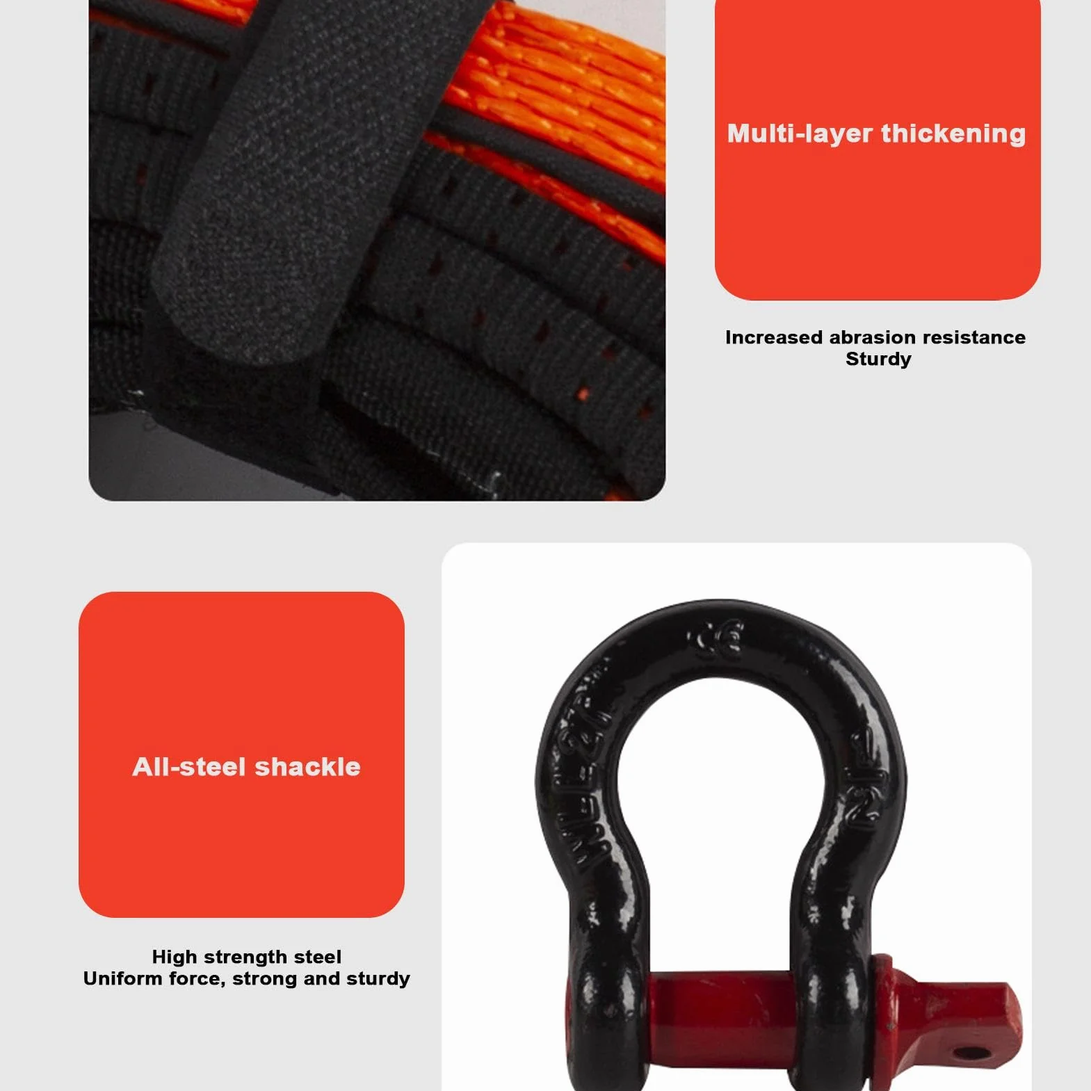 Tow Rope, Towing Strap with Hooks, 500cm/196.85 6cm/2.36 Inches Heavy-Duty Design, Sturdy Material, for Cars, Trucks, Atv, Roadside Use A3 Steel Polyester