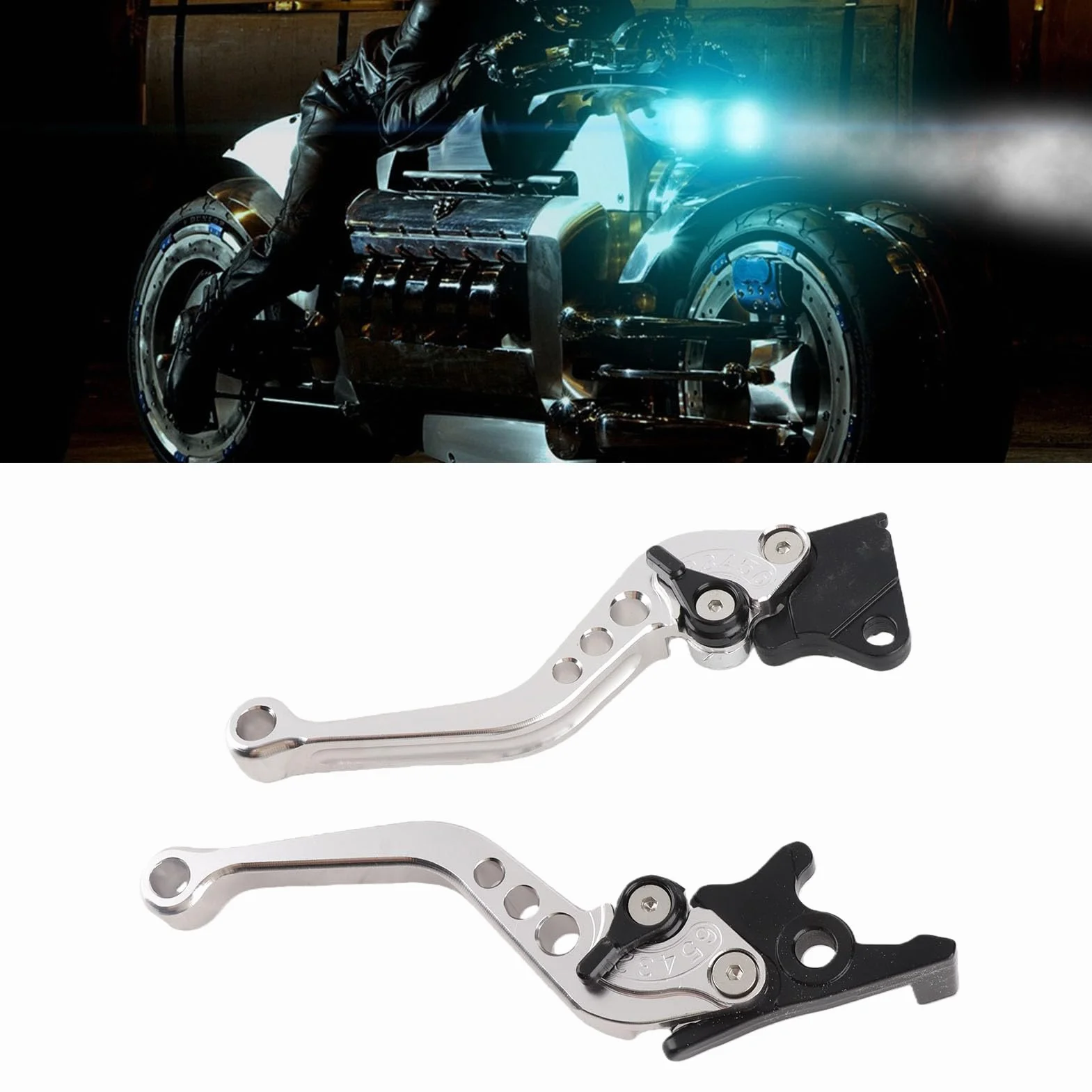 Dźwignia hamulca Yctze, 100% fabrycznie nowa aluminiowa dźwignia hamulca 7/8 "CNC do motocykli Uniwersalna dźwignia hamulca 22mm Dźwignia hamulca bębnowego (srebrna)
