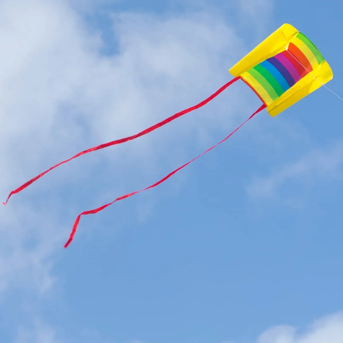 MIC CIM jednorzędowy latawiec dla dzieci – Latawiec plażowy – 73,7 x 47 cm – w zestawie linka latawca 40 m i ogony – od 3 roku życia