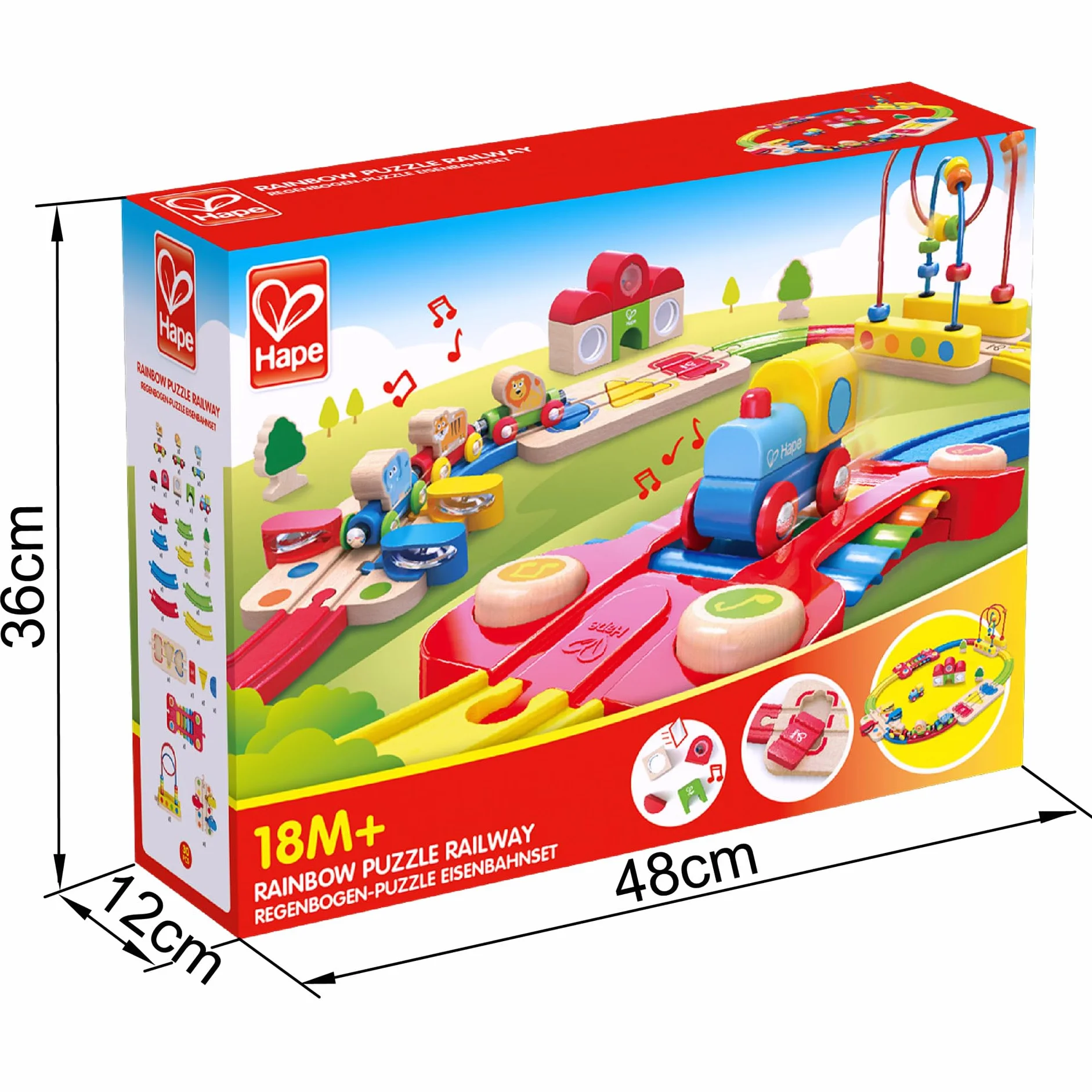 Hape E3826 Rainbow puzzle kolejka, wielokolorowa, jeden rozmiar